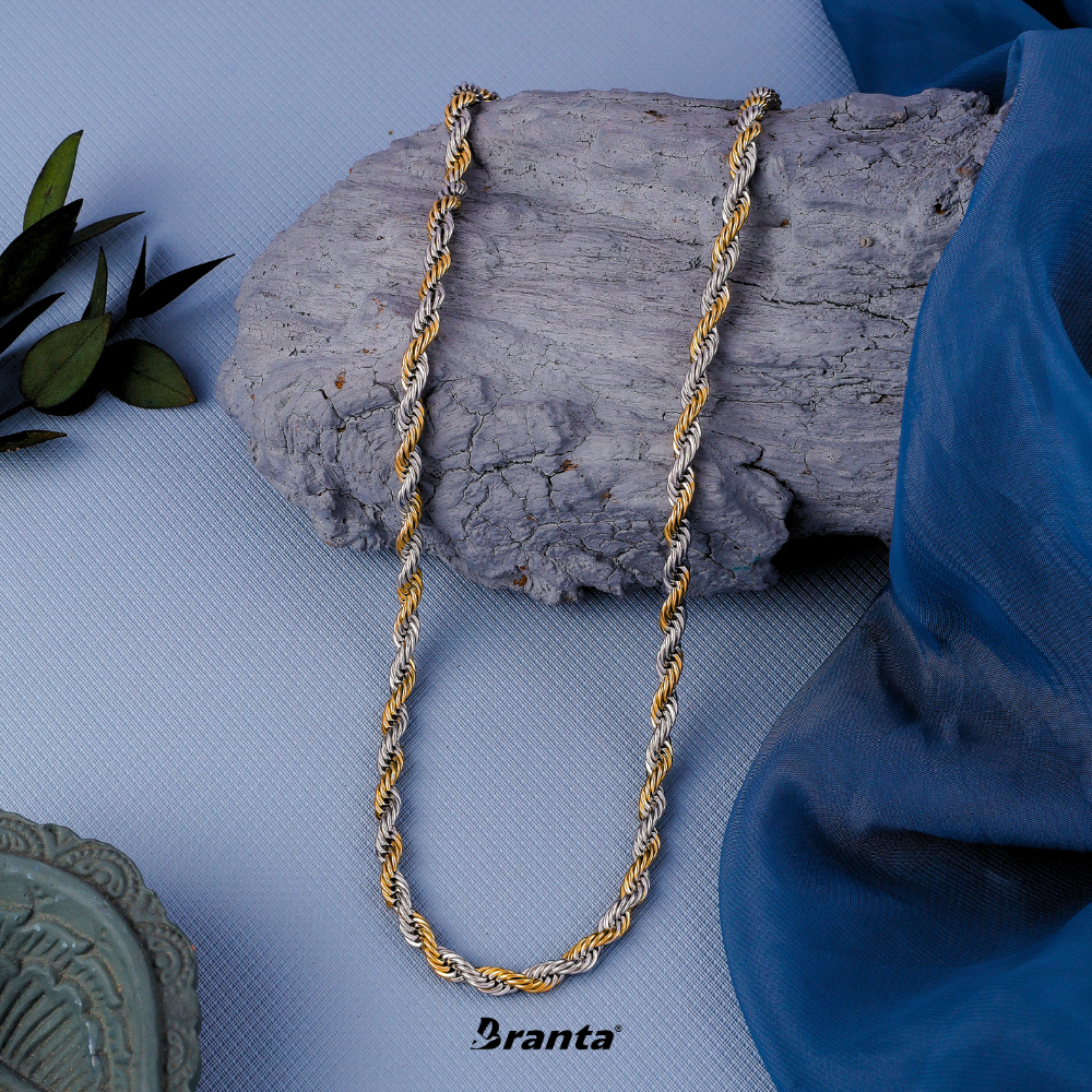 Branta Men's Gold & Silver Twist Chain (21.5 Inch) - view 2