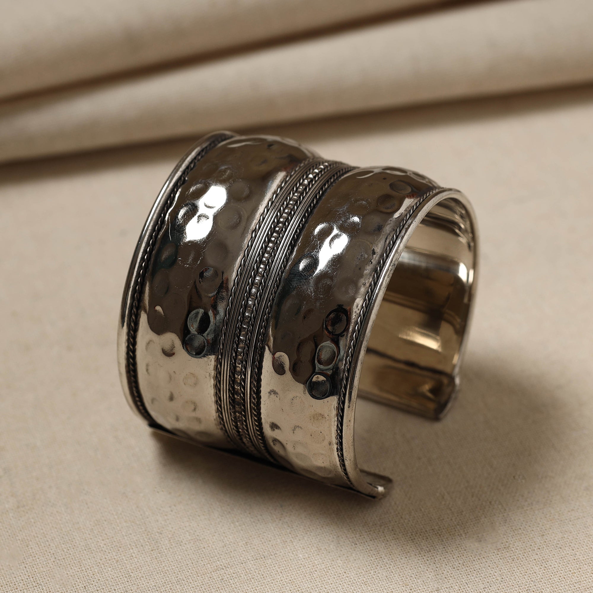 WHITE RIVER STORIES Antique Finish Oxidised German Silver Cuff Bracelet (Adjustable) - view 2