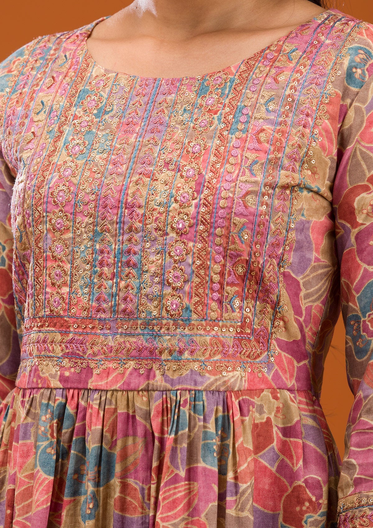 Koskii Multi Printed Semi Crepe Readymade Salwar Suit - view 8