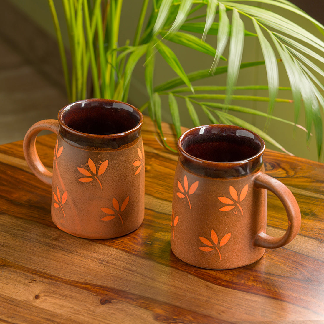 Coffee tea mugs – EXCLUSIVELANE 'Leaf Sips' Handpainted & Handglazed Studio Pottery Coffee & Tea Mugs In Ceramic (Set of 2)