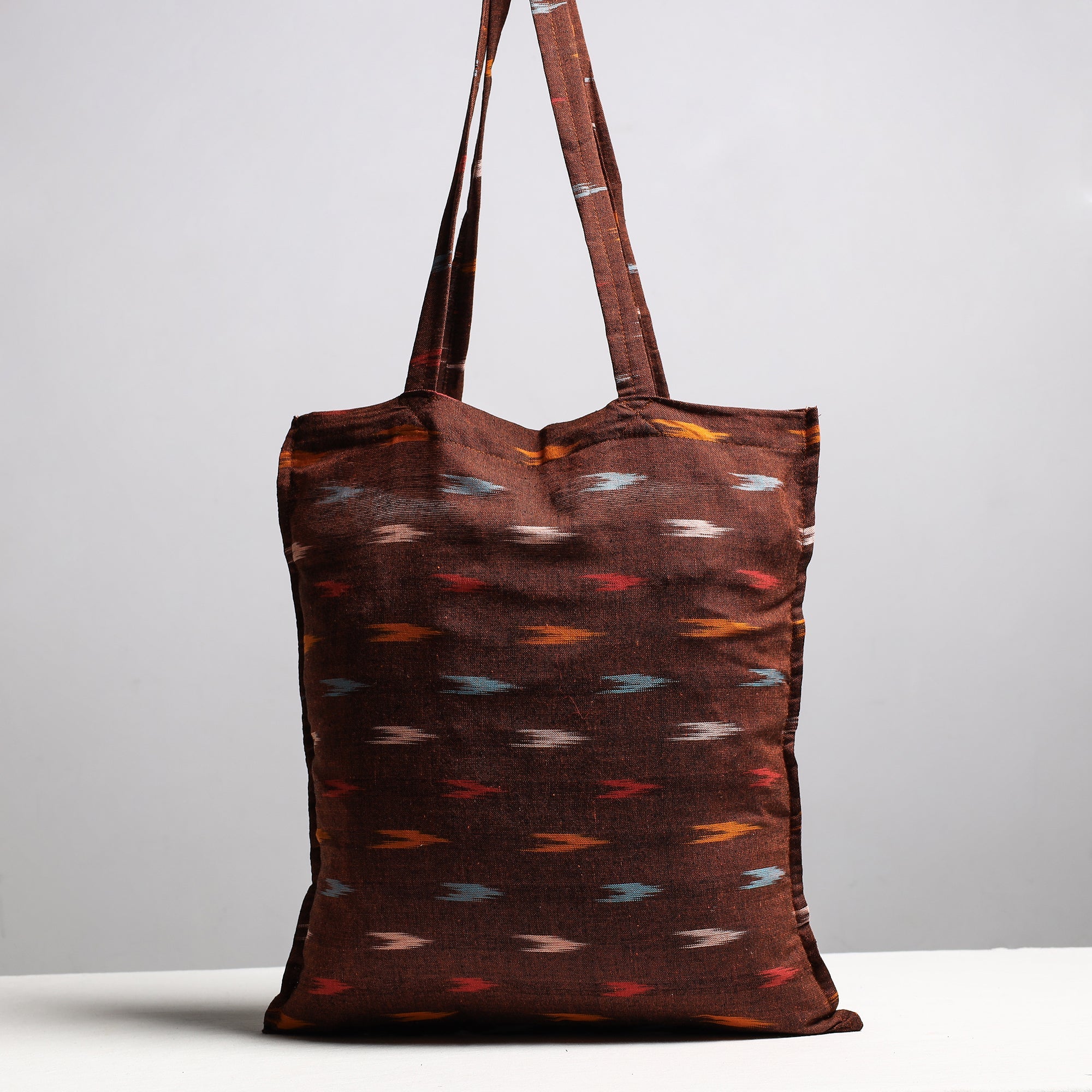 NOORI BAZAR Brown - Handcrafted Pochampally Ikat Weave Cotton Jhola Bag