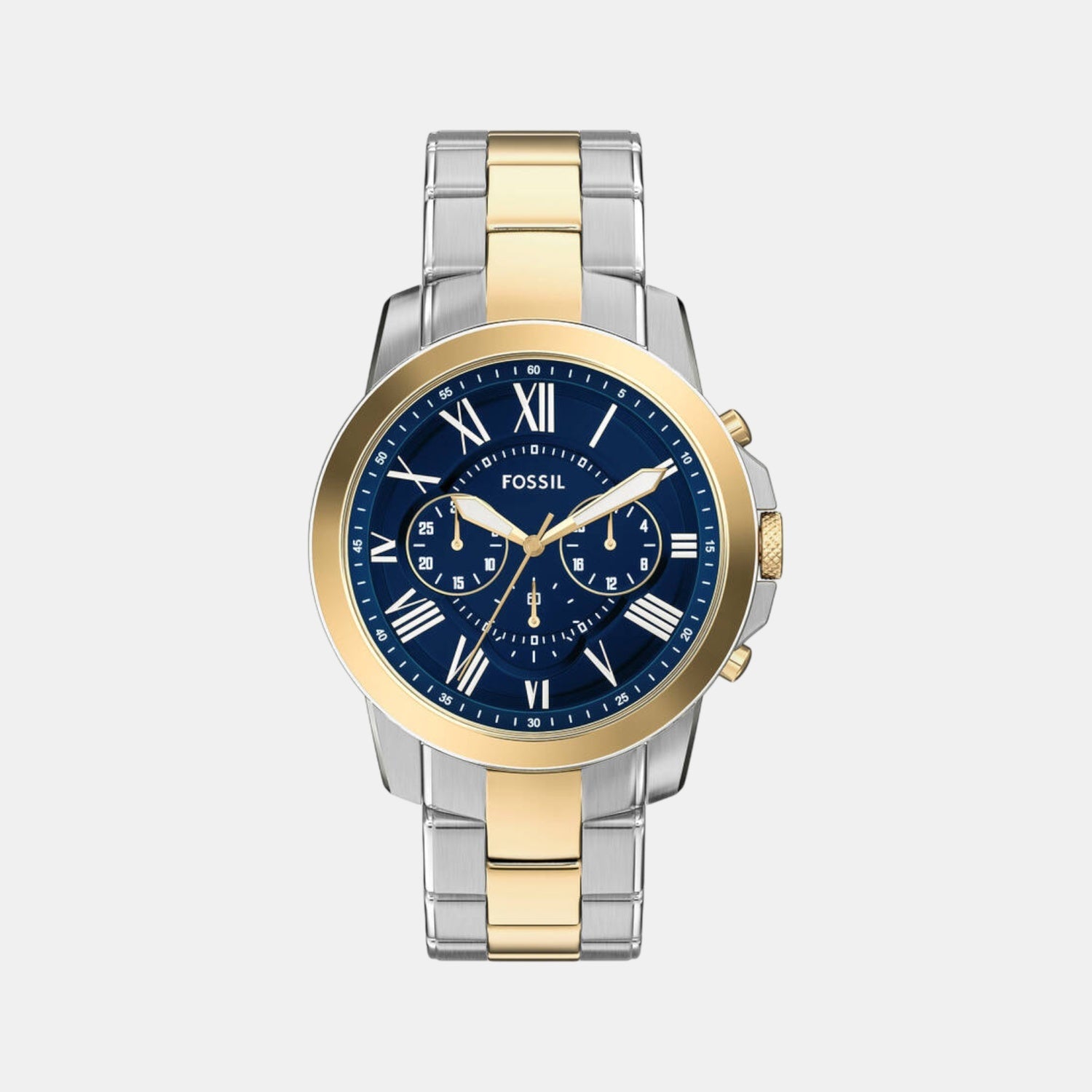 Fossil Grant Men Quartz Blue Dial Chronograph Stainless Steel Watch FS6132