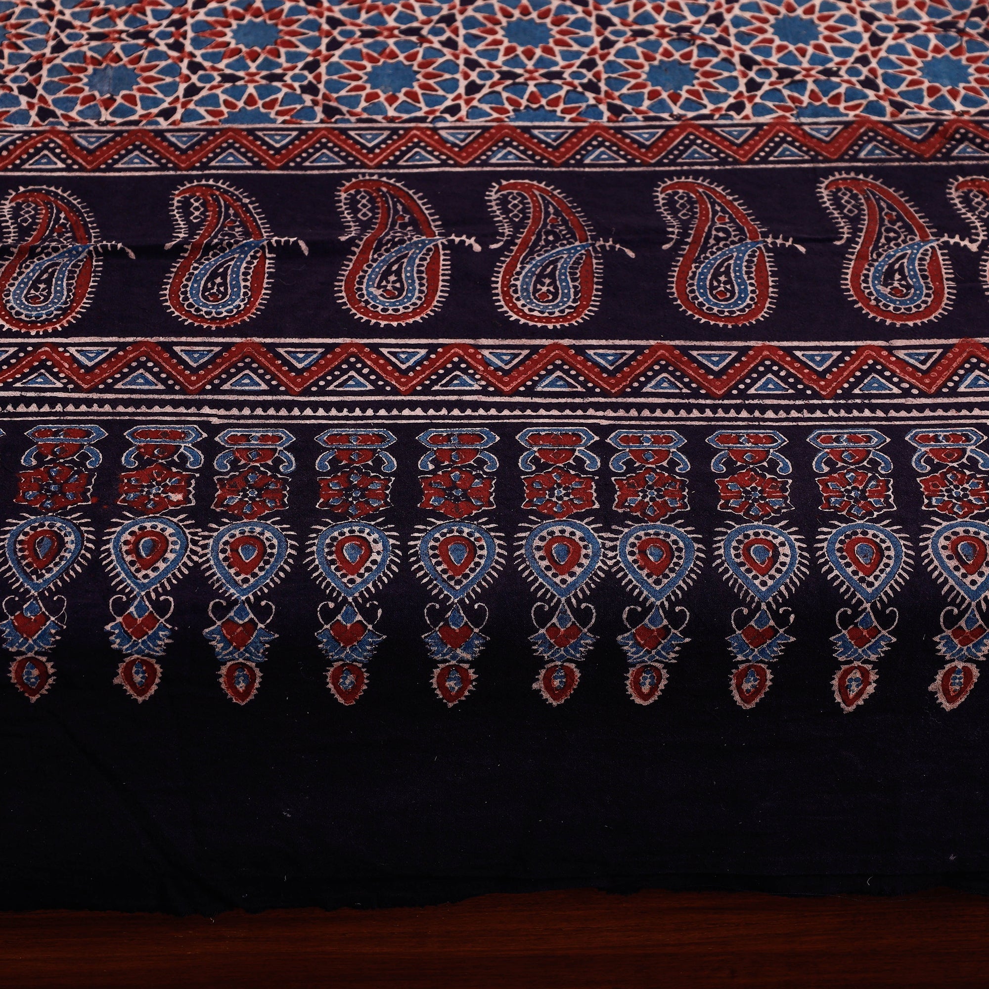 KACHCHH JI CHHAAP Black - Ajrakh Block Printed Cotton Single Bed Cover (90 x 60 in) - view 4
