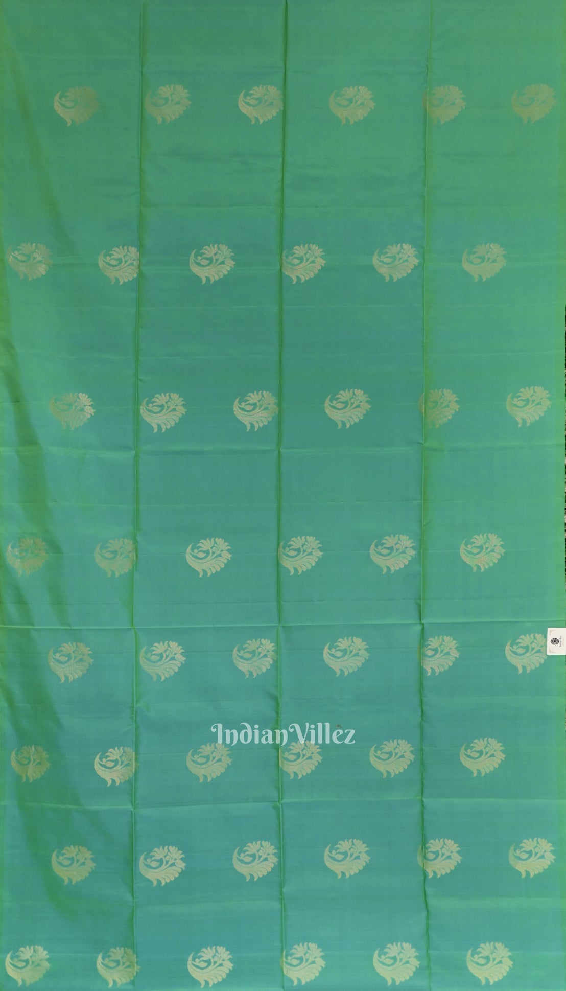 IndianVillèz Sky Green With Pinkish Red Pure Kanjivaram Soft Silk Saree - view 4