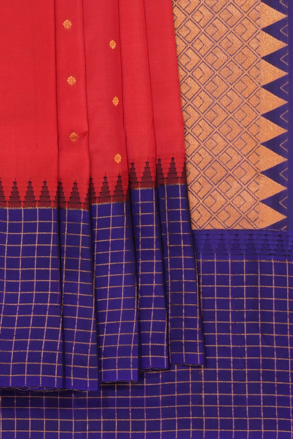 Kalanjali Gadwal Silk Red Saree – Women's