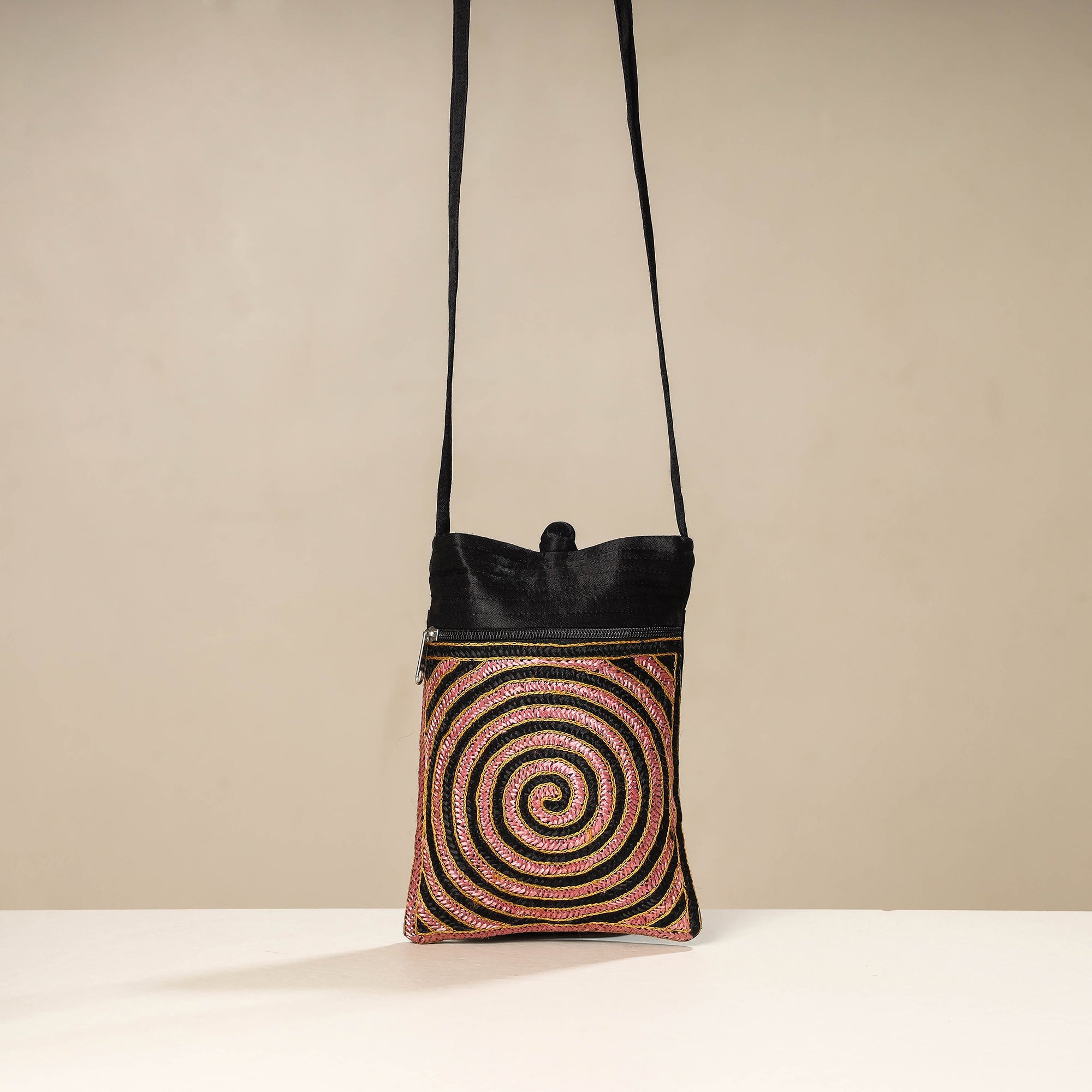 WAMA BY SMITA JAIN Black - Kutch Ahir Embroidery Mashru Silk Sling Bag - view 2