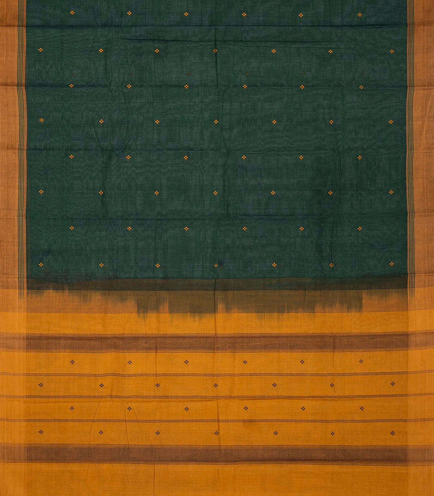 RmKV Bottle Green Handloom Rasipuram Cotton Saree With Plus Buttas - view 2