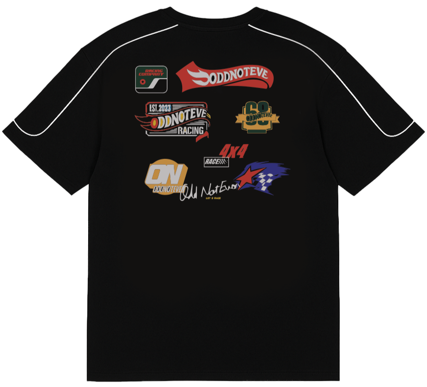 oddnoteven Racer Black Tshirt