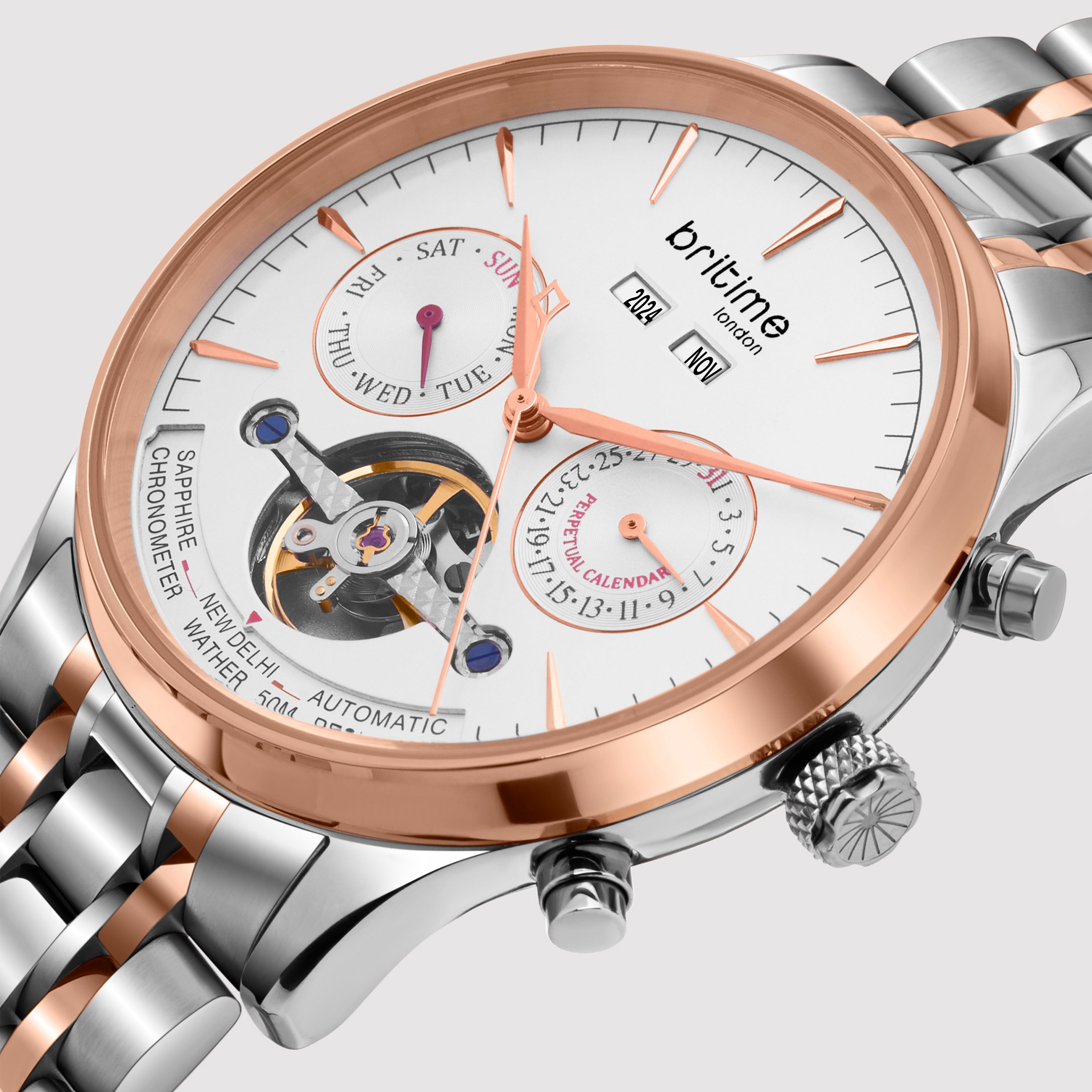 Britime Celestial Men Automatic Silver Dial Chronograph Metal Watch 867-M30305 - view 2
