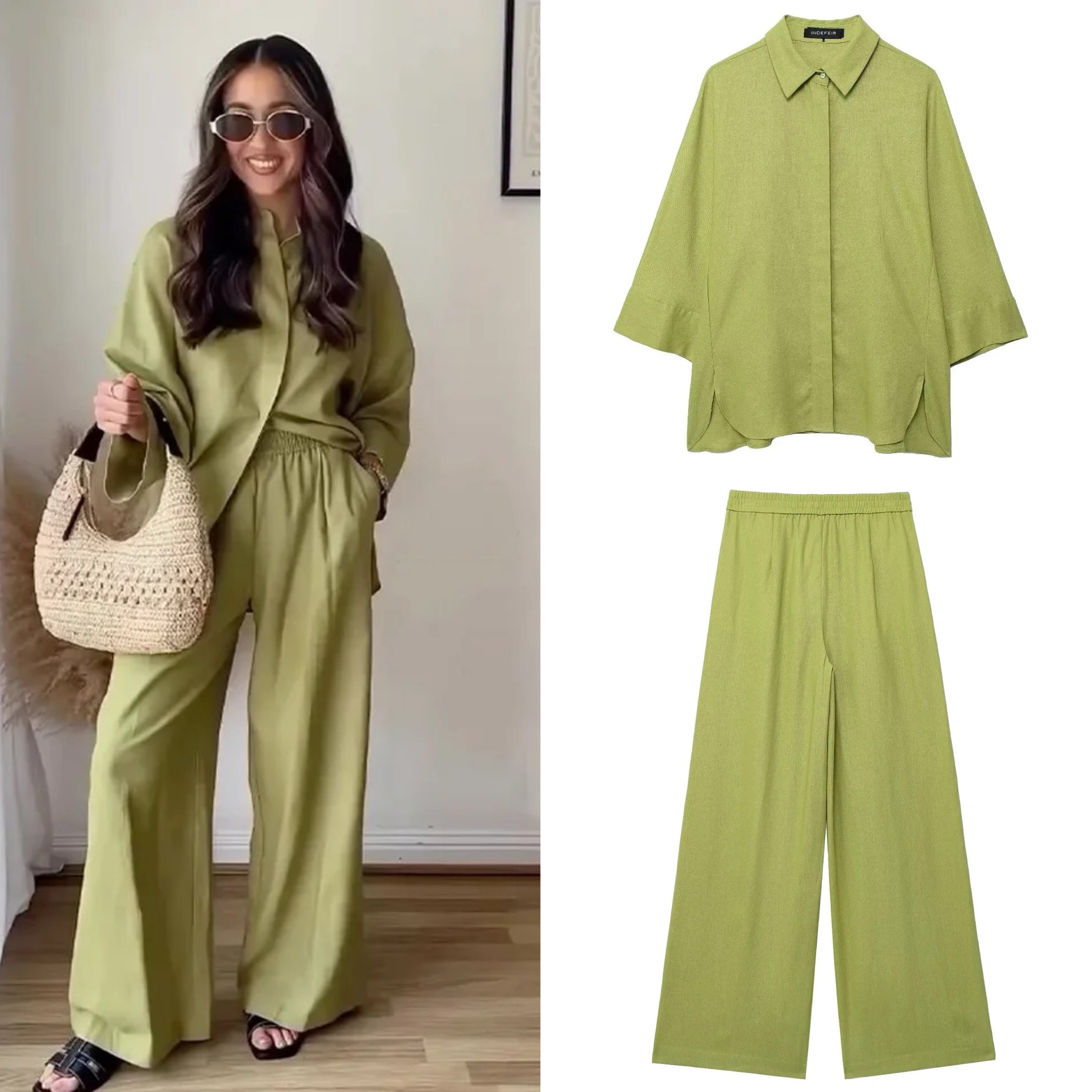 Alamode By Akanksha Bizo Summer 2 Pc Coord Set in Green