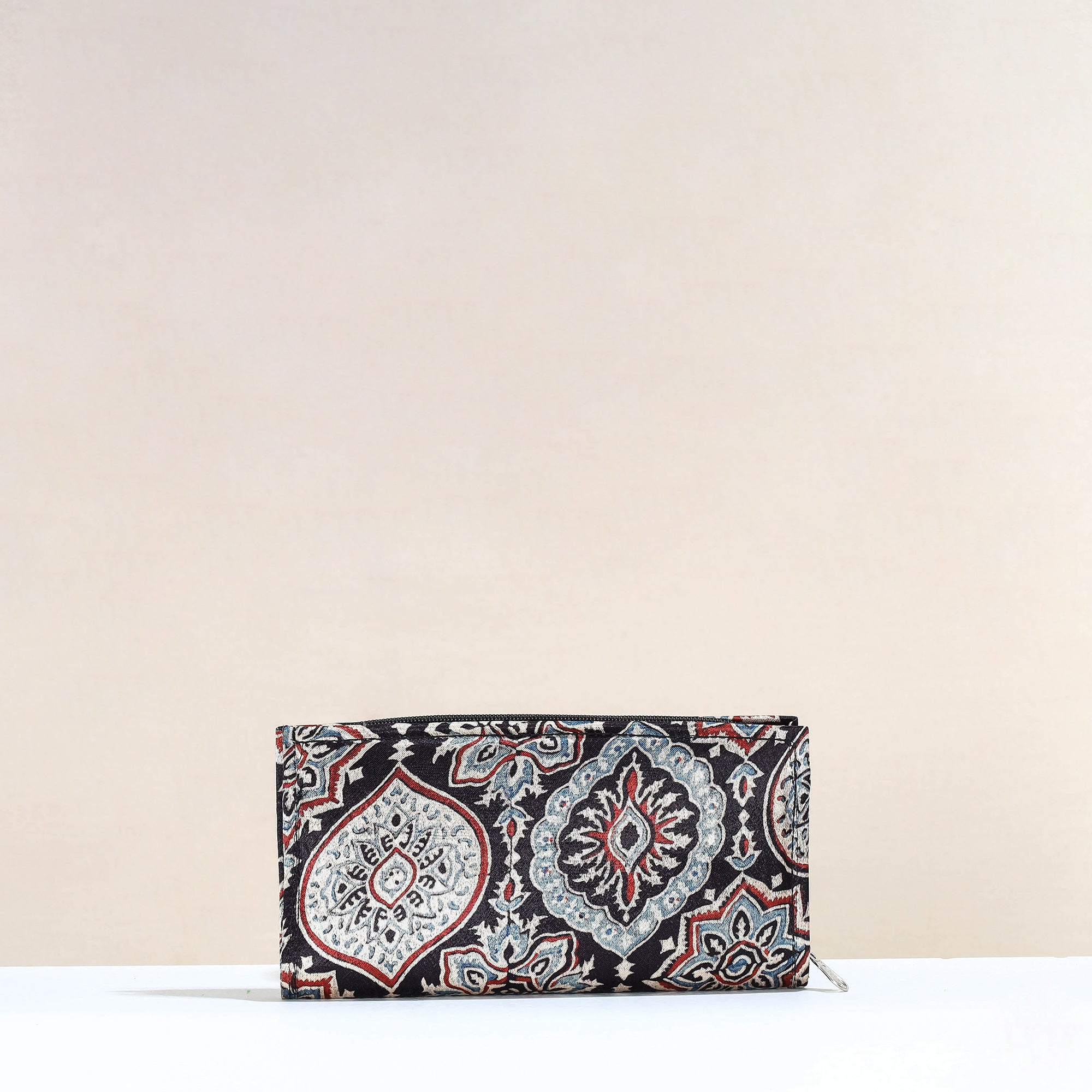 KACHCHH JI CHHAAP Black - Handcrafted Ajrakh Mashru Silk Clutch / Wallet