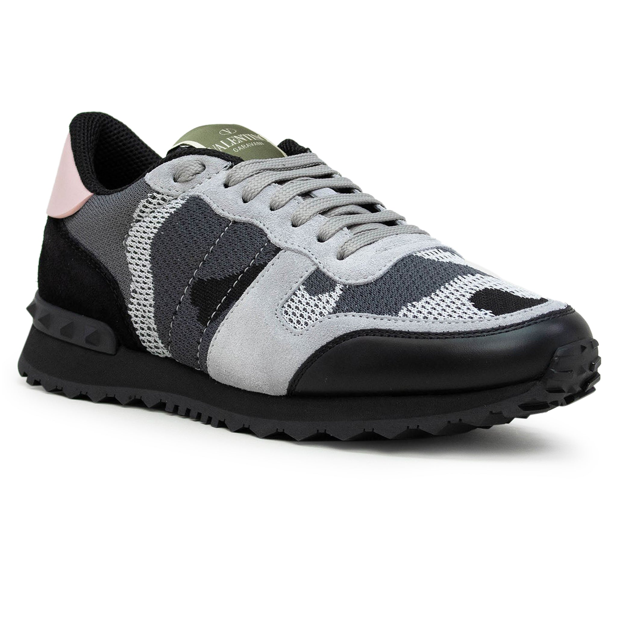 Valentino Rockrunner Camouflage Grey Black Pink Mesh Sneaker (W) - view 2