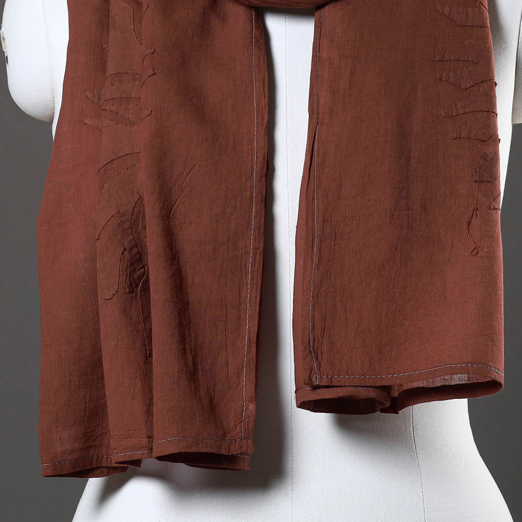 SHADES OF MARUDHARA Brown - Barmer Applique Cut Work Mul Cotton Stole - view 3