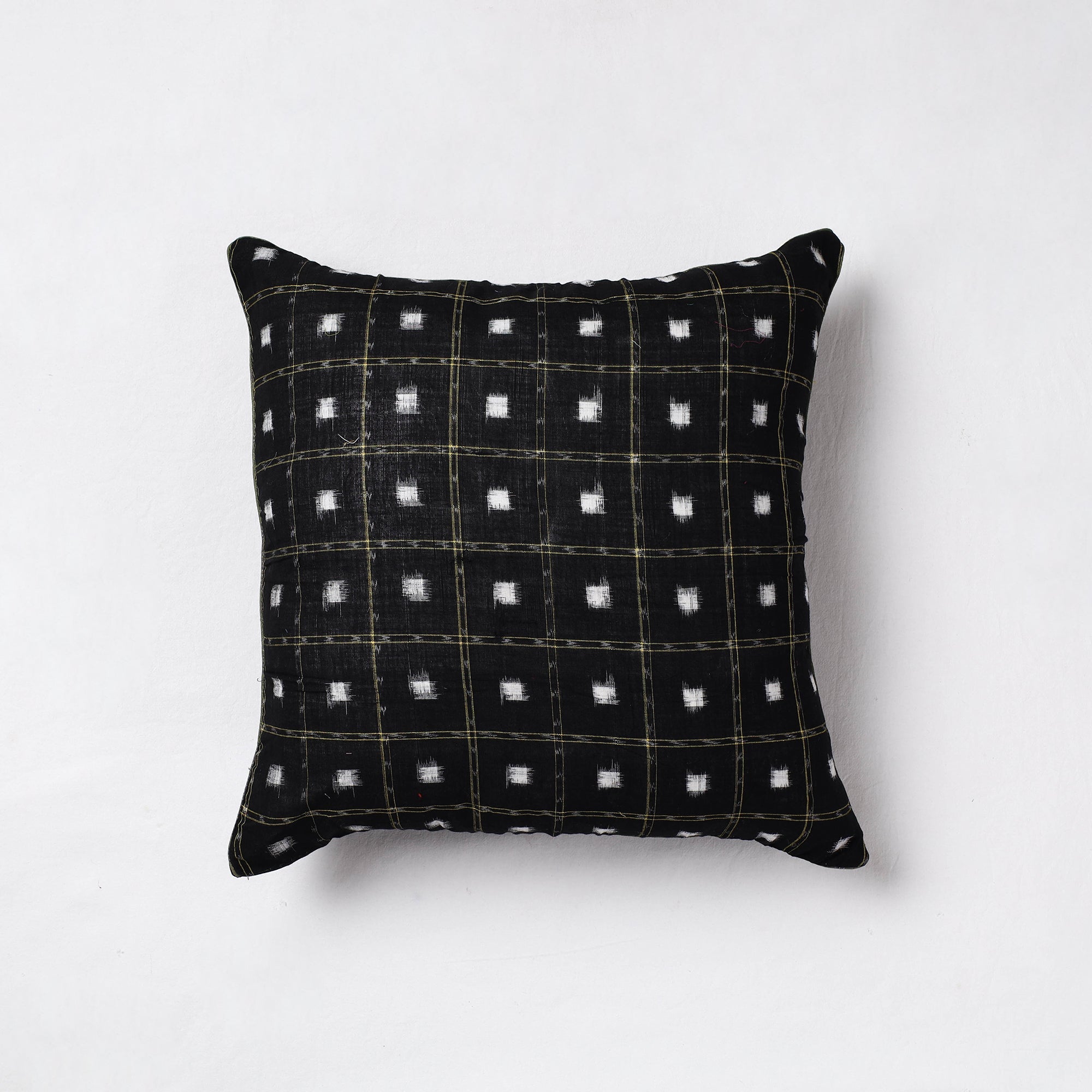 NOORI BAZAR Black - Sambalpuri Ikat Cotton Cushion Cover (16 x 16 in)