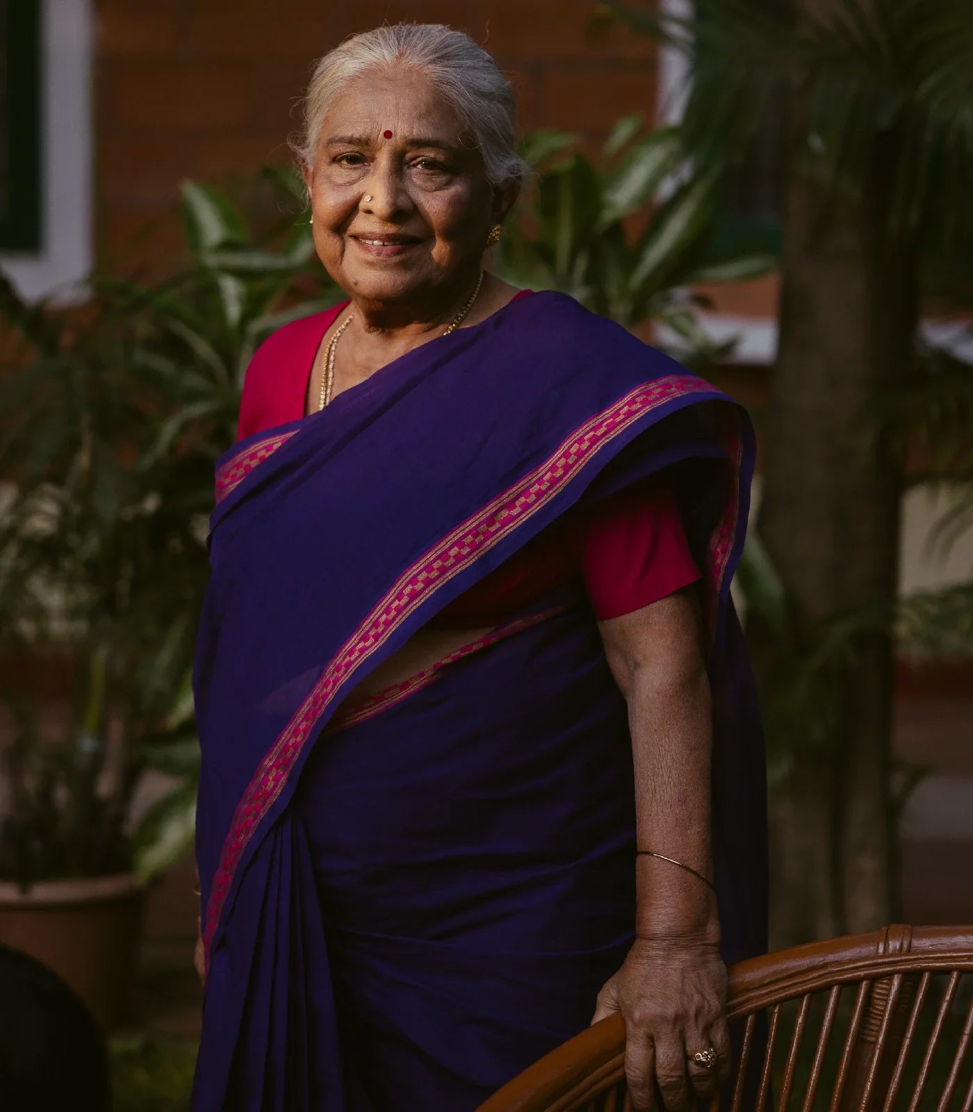 RmKV Violet Handloom Venkatagiri Cotton Saree With Border in a checkered pattern - view 2