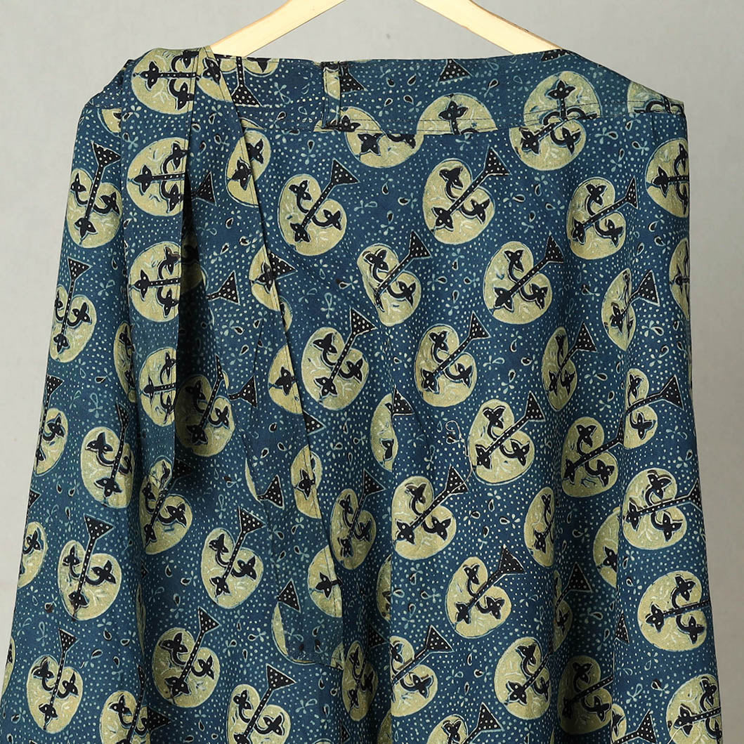 NOORI BAZAR Blue - Block Print Cotton Wrap Around Ajrakh Skirt 15 - view 2