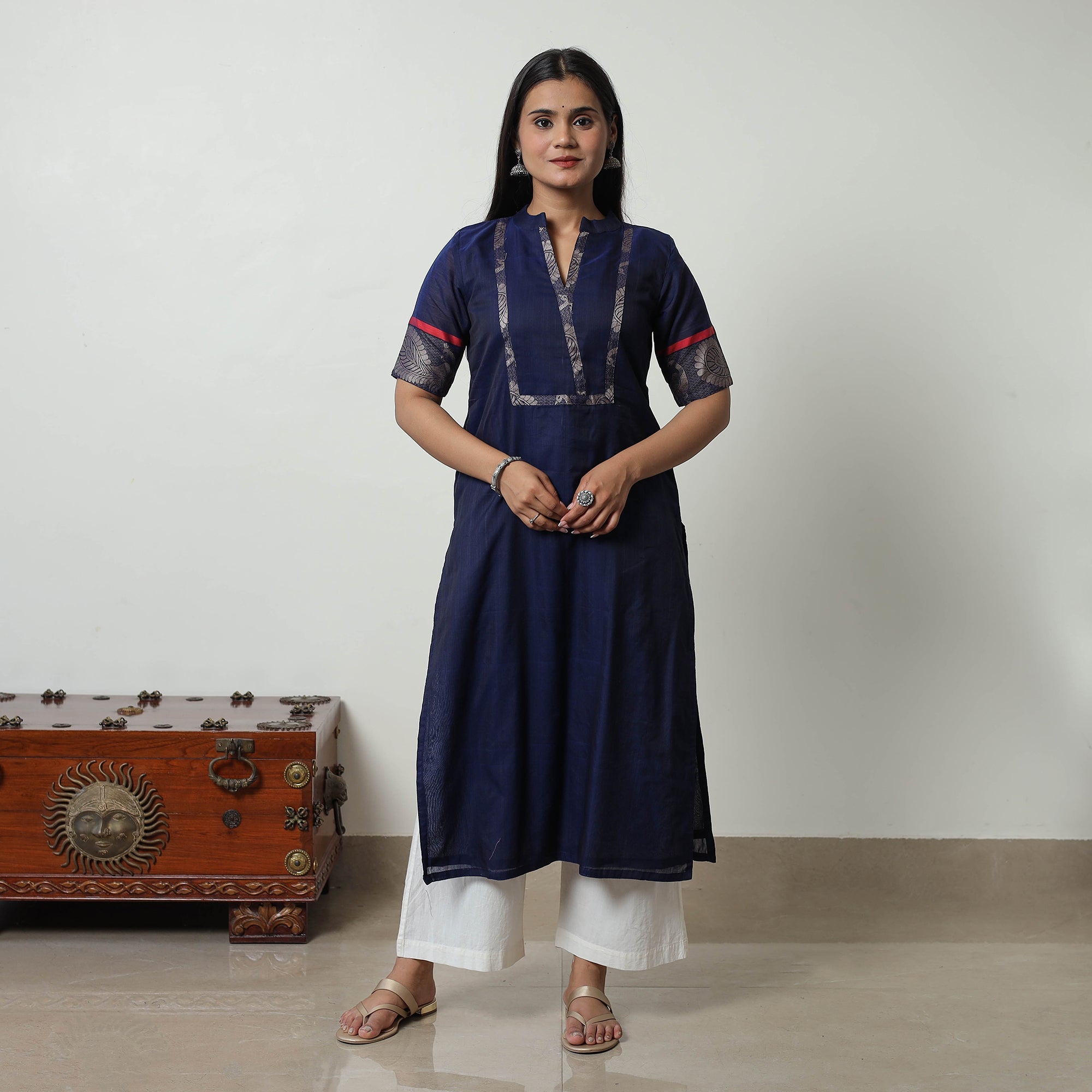 ITOKRI CASUALS Blue - Dharwad Mercerised Cotton Straight Kurta 21 - view 2