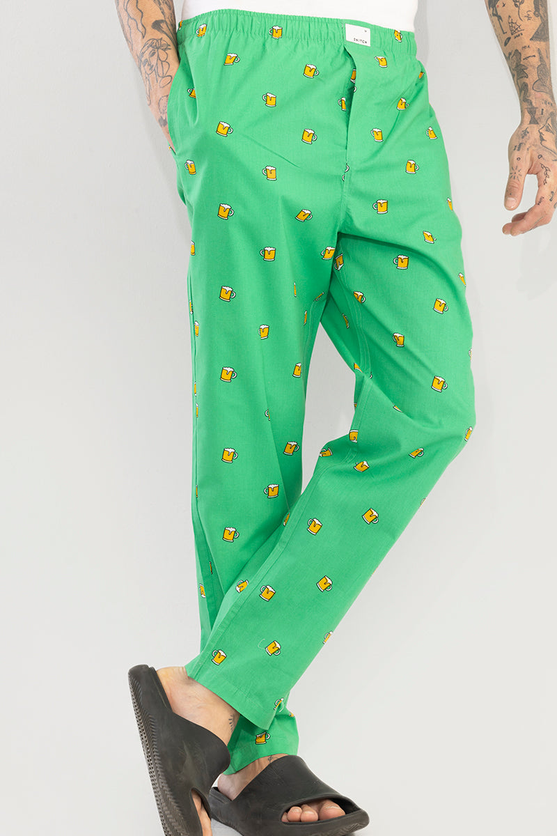 SNITCH Beer Print Green Pyjama