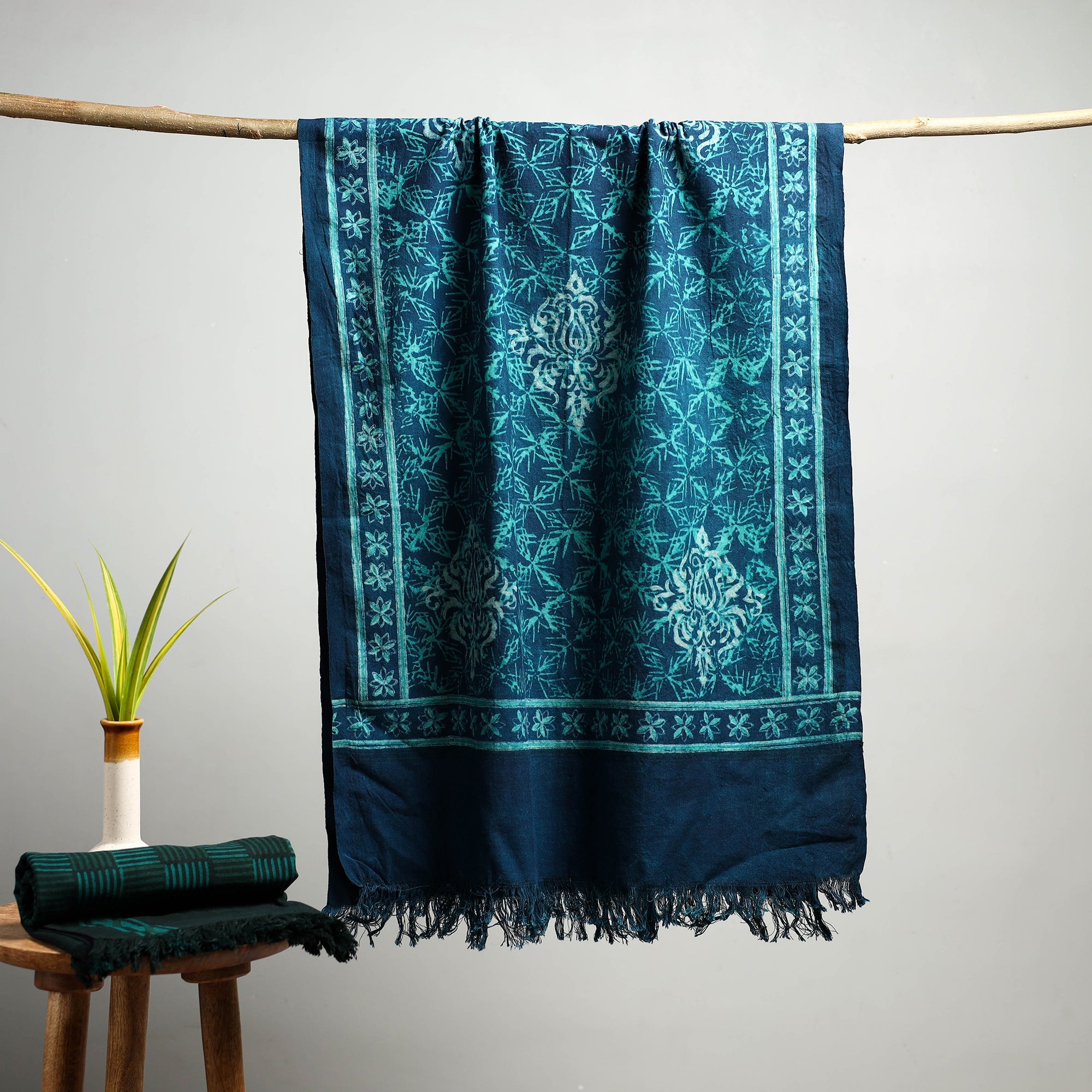 HAVELI CHRONICLES Blue - Akola Block Print Pure Handloom Cotton Towel 05