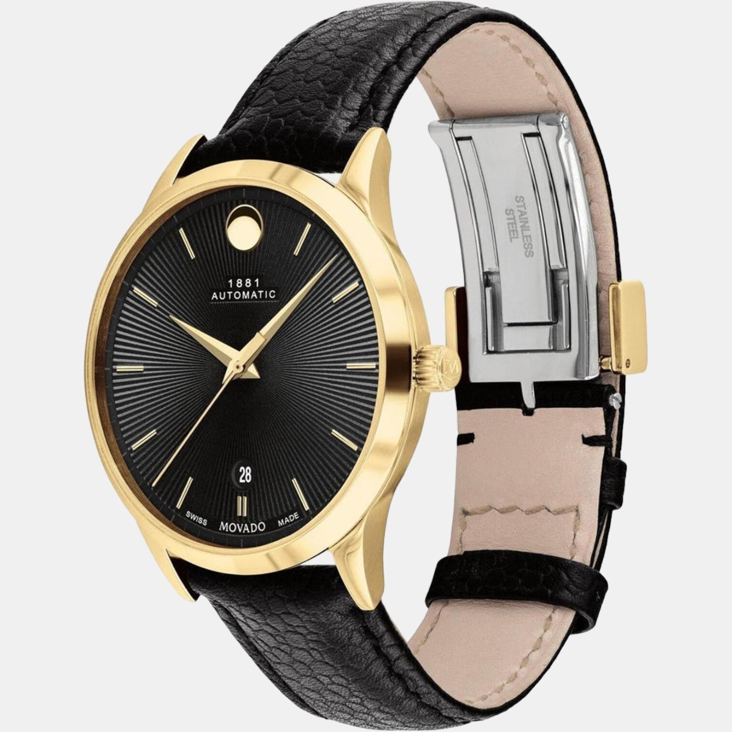 Movado 1881 Automatic Men Automatic Black Dial Analog Leather Watch 607455 - view 2