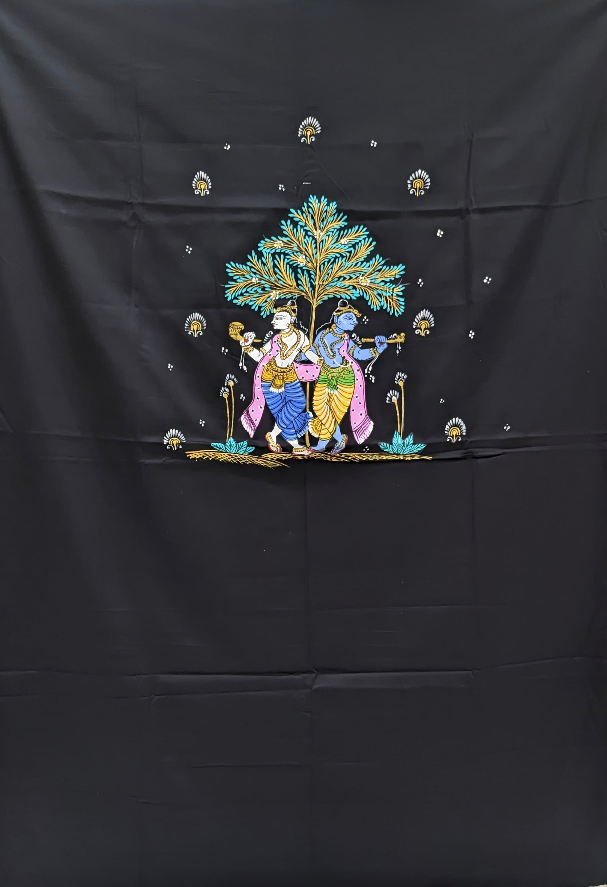 IndianVillèz Krishna Theme Pattachitra Kurta Cotton Dress Material(Unstitched)