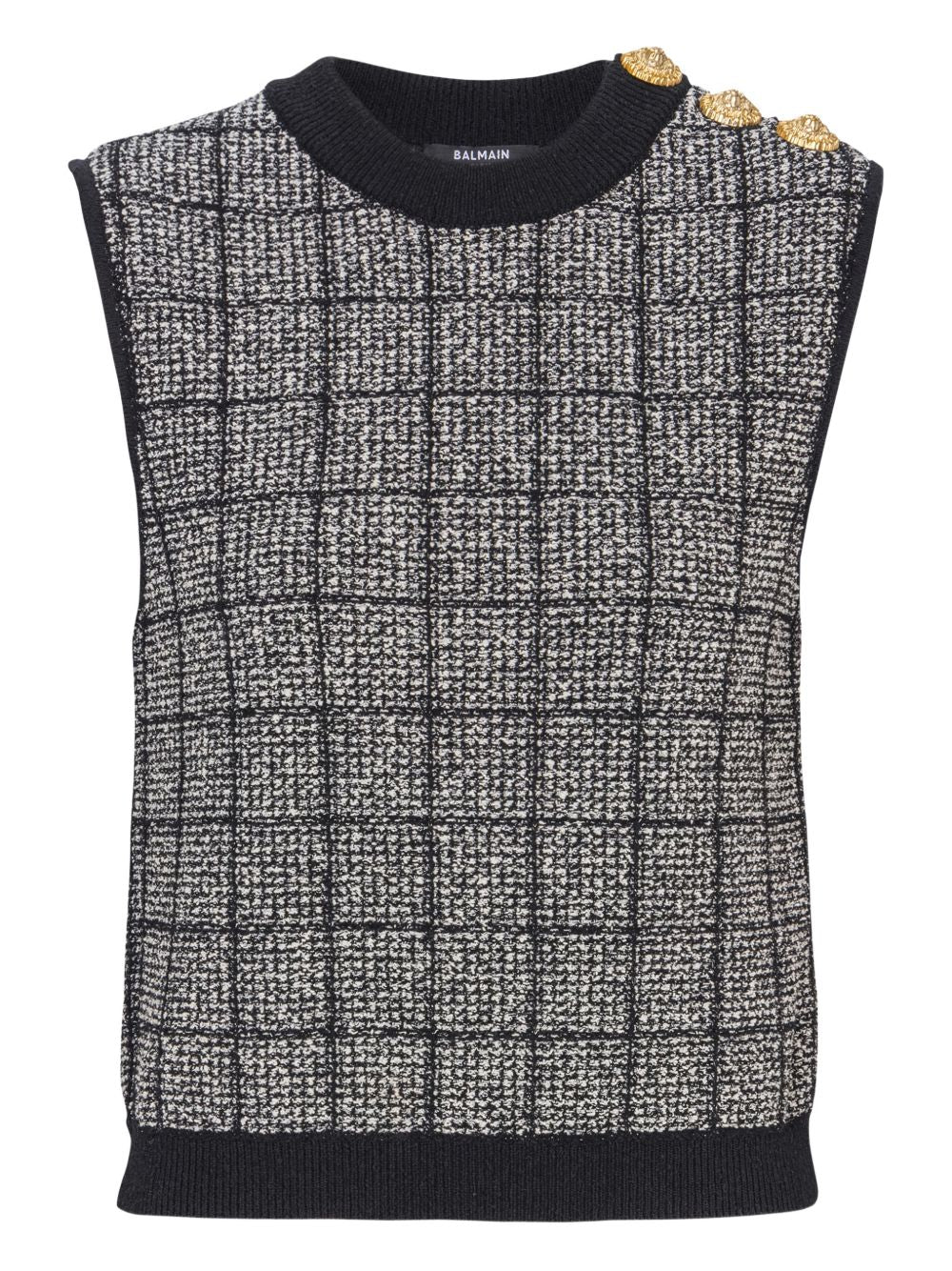 Balmain Tweed Tank Top – Cotton 43%, Viscose 28%