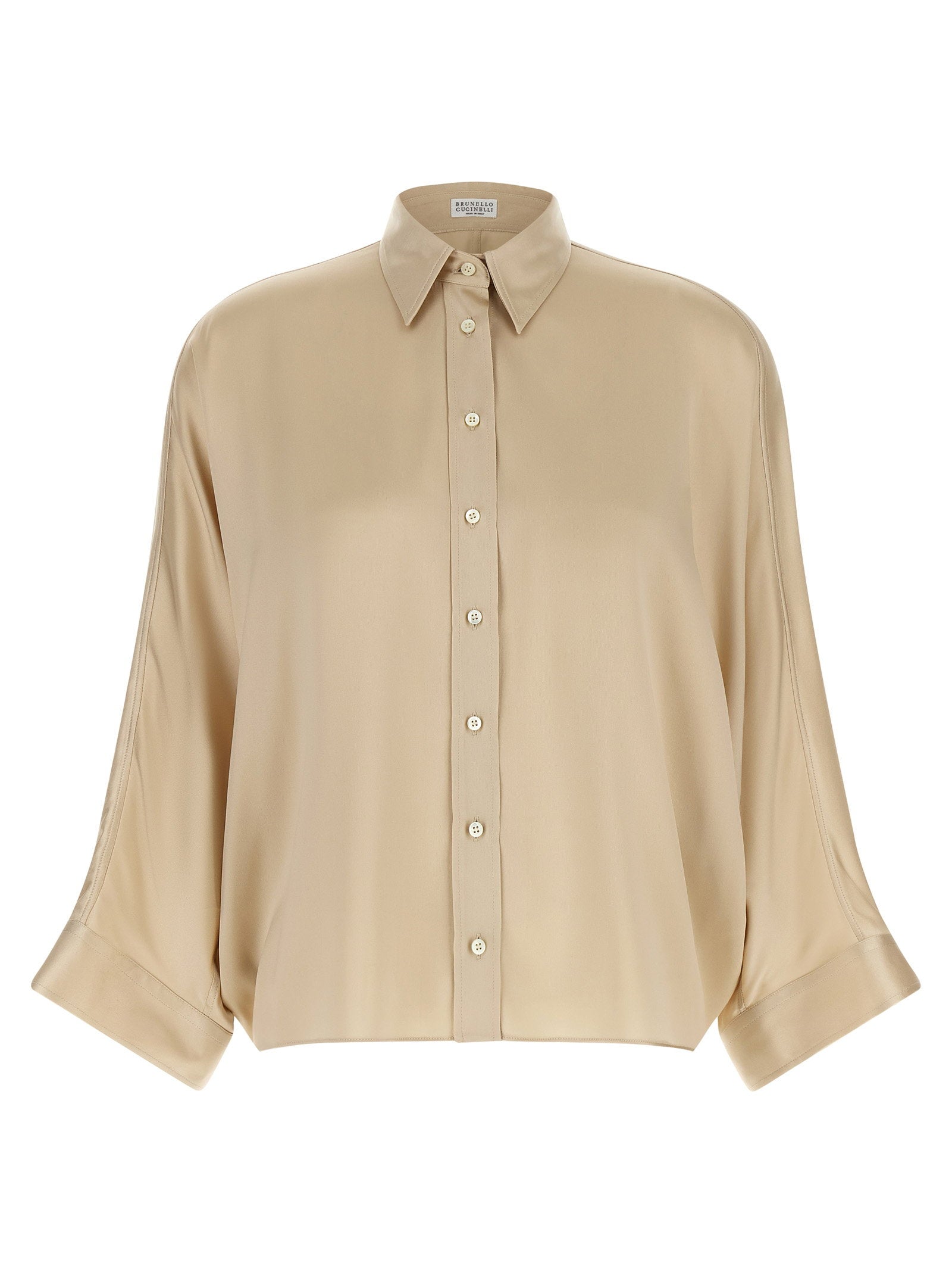 Brunello Cucinelli Monile Satin Shirt – 96% silk, 4% elastane