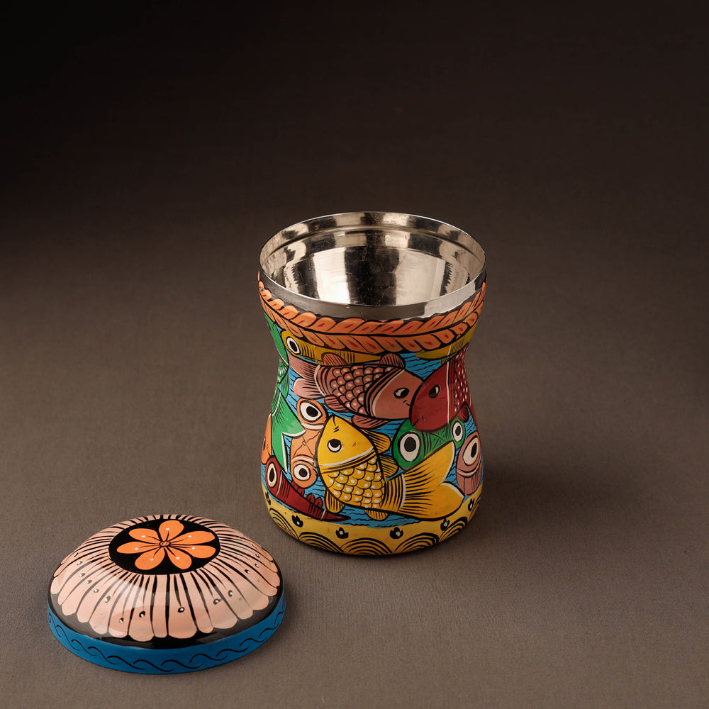 AAYAAS Bengal Patua Handpainted Stainless Steel Multi Utility Canister 39 - view 2