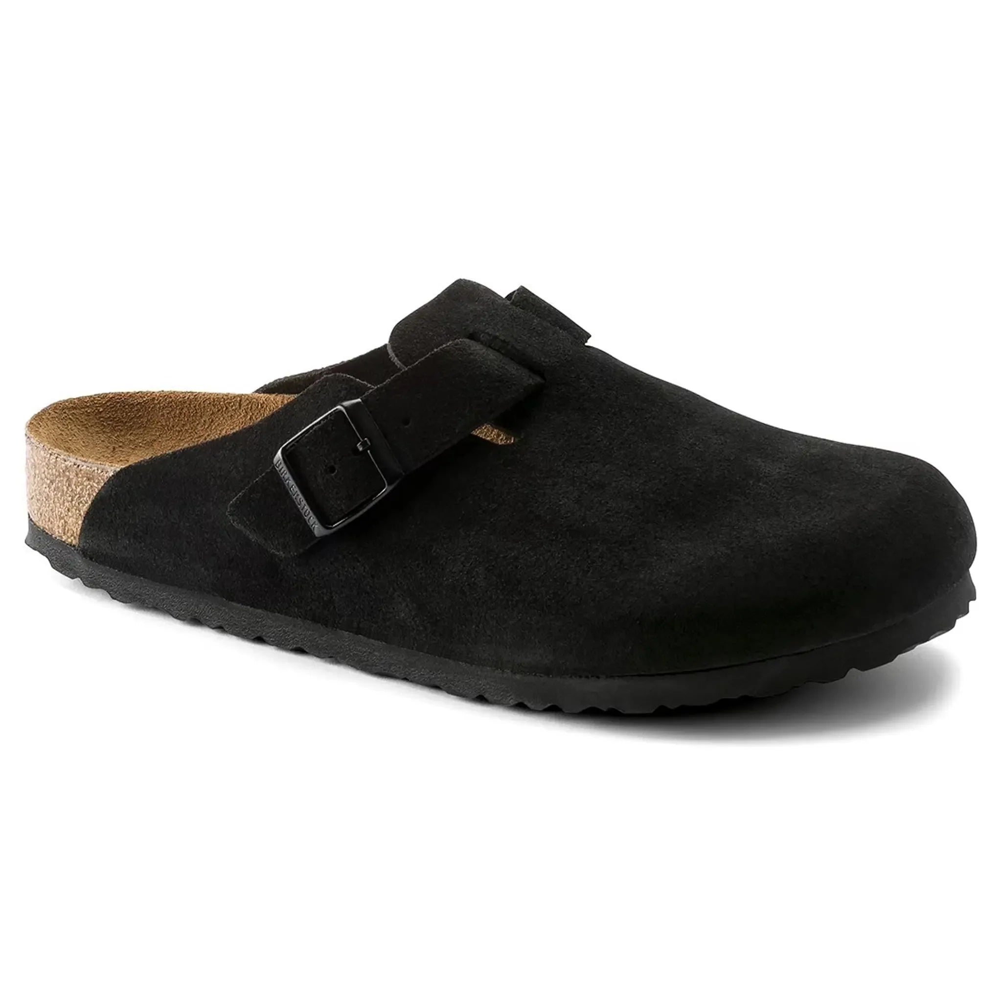 Birkenstock Boston Suede Flat Sandals Black (W) - view 2
