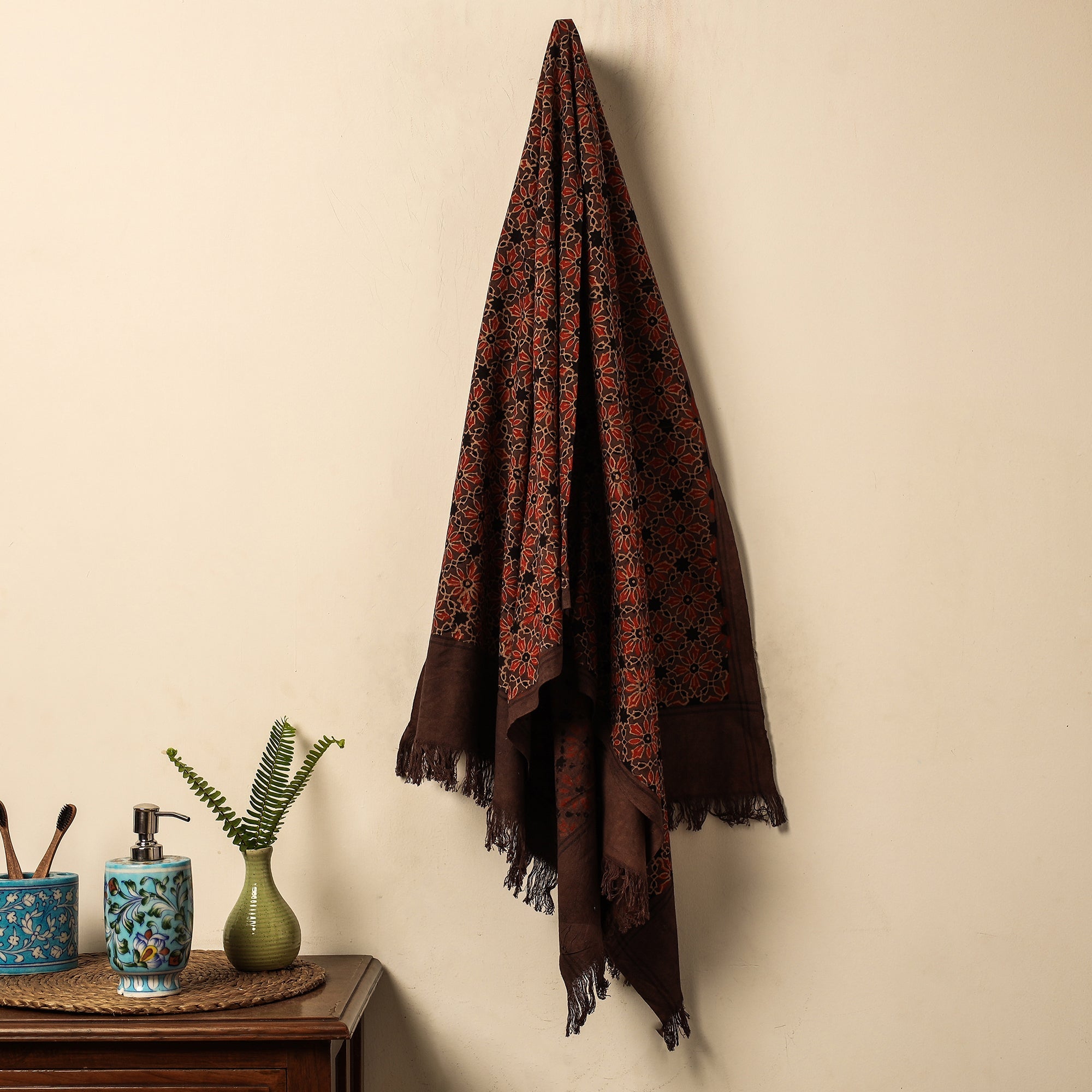 KACHCHH JI CHHAAP Brown - Block Print Cotton Ajrakh Handloom Towel