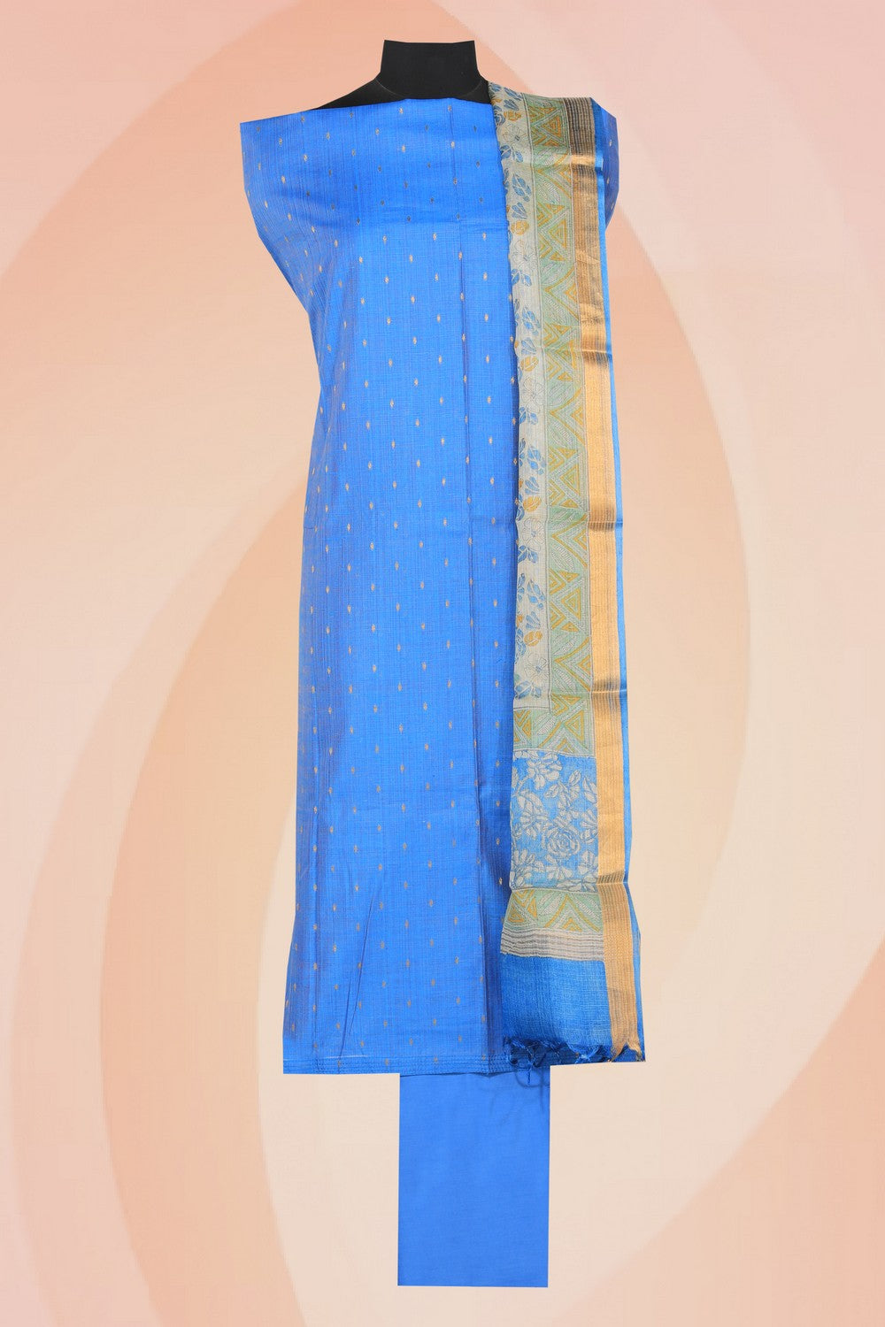 Kalanjali Cotton Silk Unstitched Suit With Dupatta (3 Pcs Set)