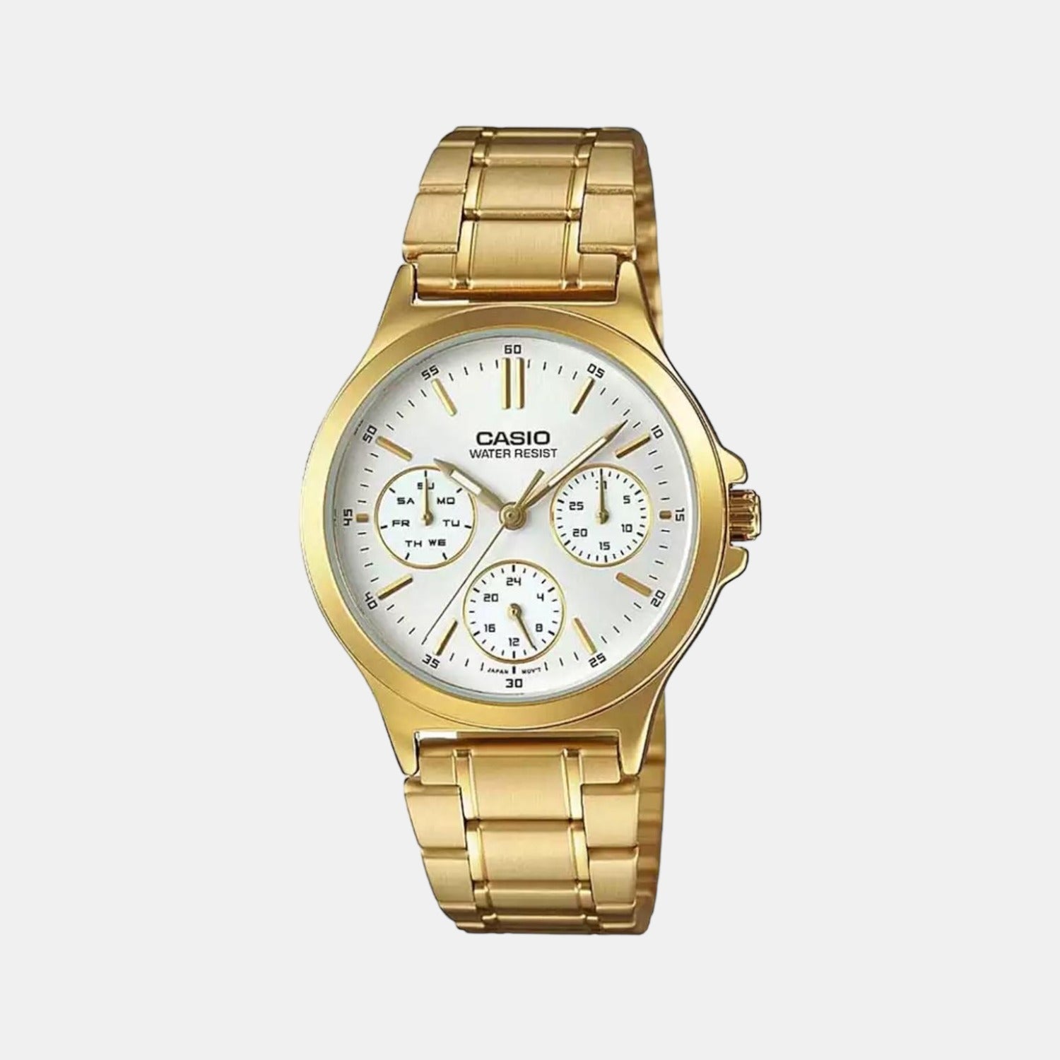 Casio Enticer Women Quartz White Dial Multi-Function Stainless Steel Watch A1915
