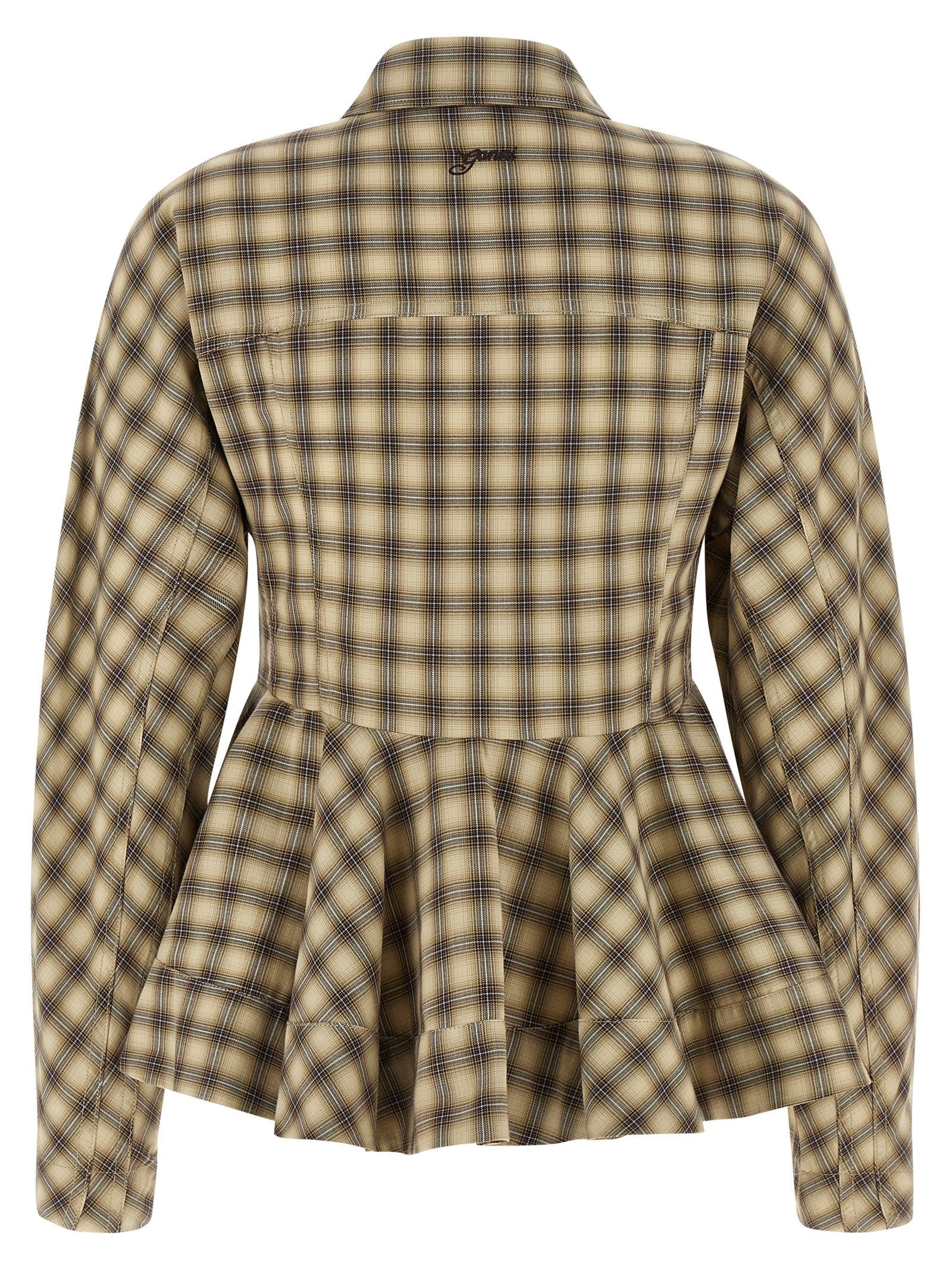 Ganni Check Flannel Peplum Shirt – 100% cotton - view 2