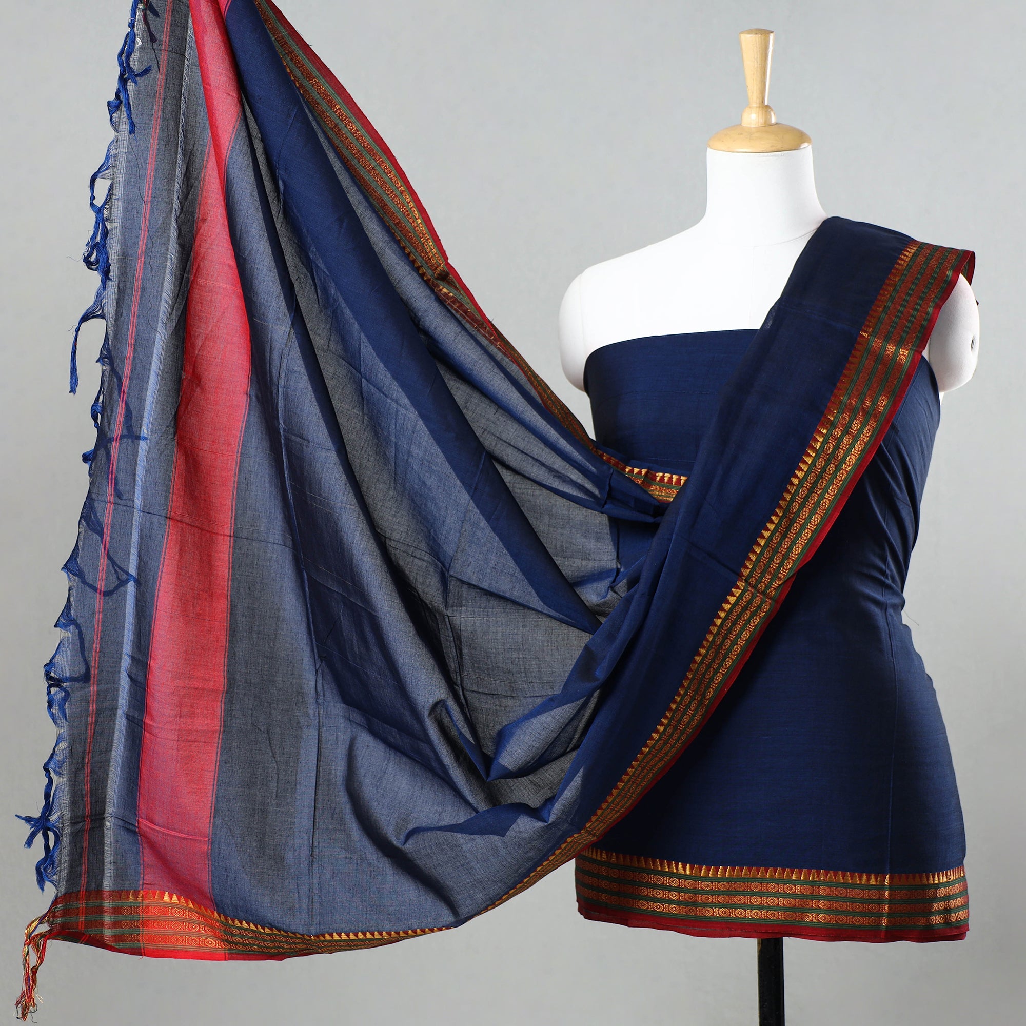 SOUTH KARGHA Blue - 3pc Dharwad Cotton Suit Material Set 30