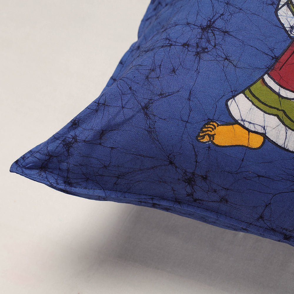 KACHCHH JI CHHAAP Blue - Hand Batik Printed Pure Cotton Cushion Cover (18 x 18 in) - view 2