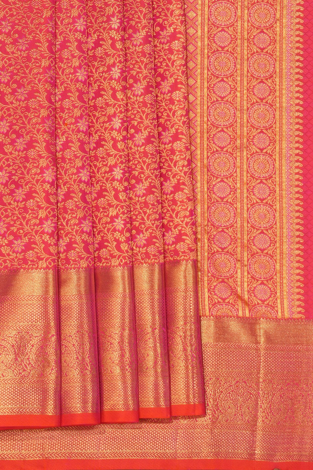 Kalanjali Kanchipattu Brocade Fuchsia Pink Saree