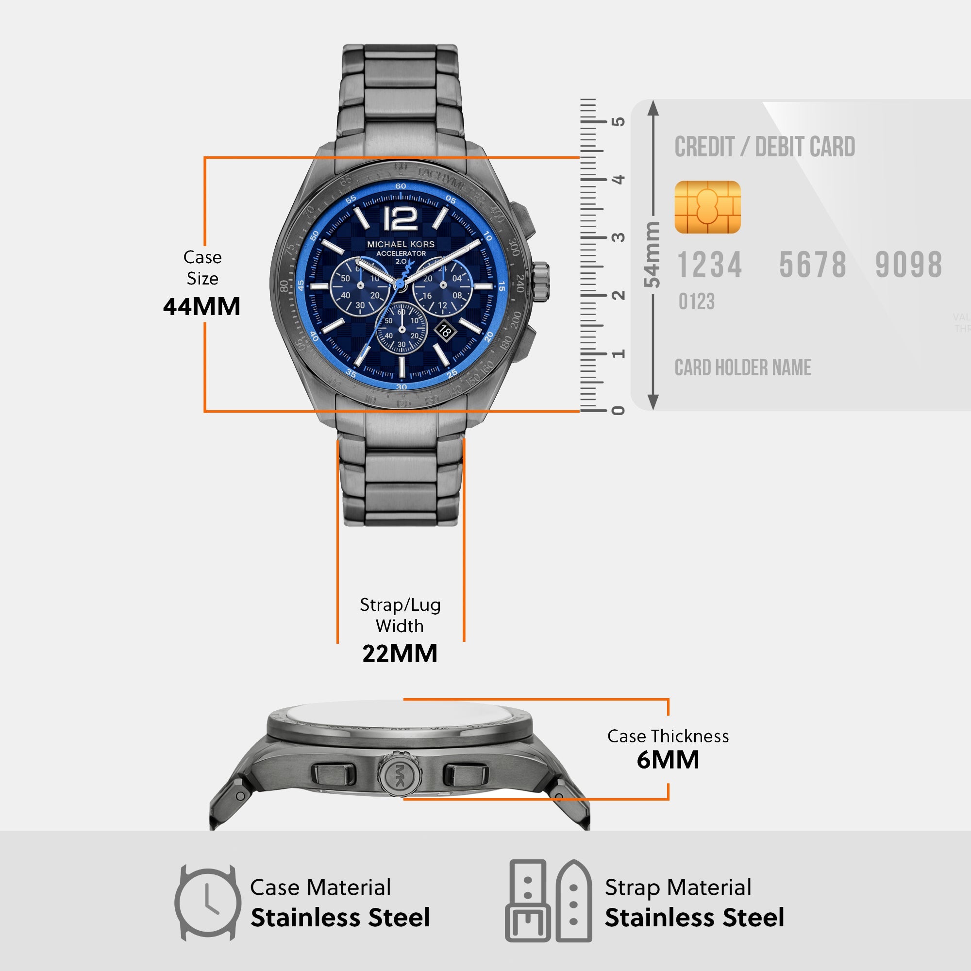 Michael Kors Accelerator 2.0 Men Quartz Blue Dial Chronograph Stainless Steel Watch MK9178 - view 6