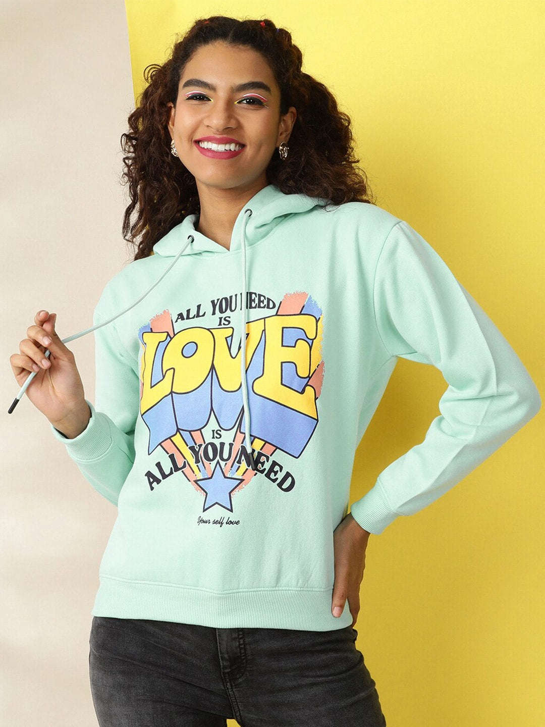 Freehand By The Indian Garage Co Women's Printed Regular Fit Sweatshirt