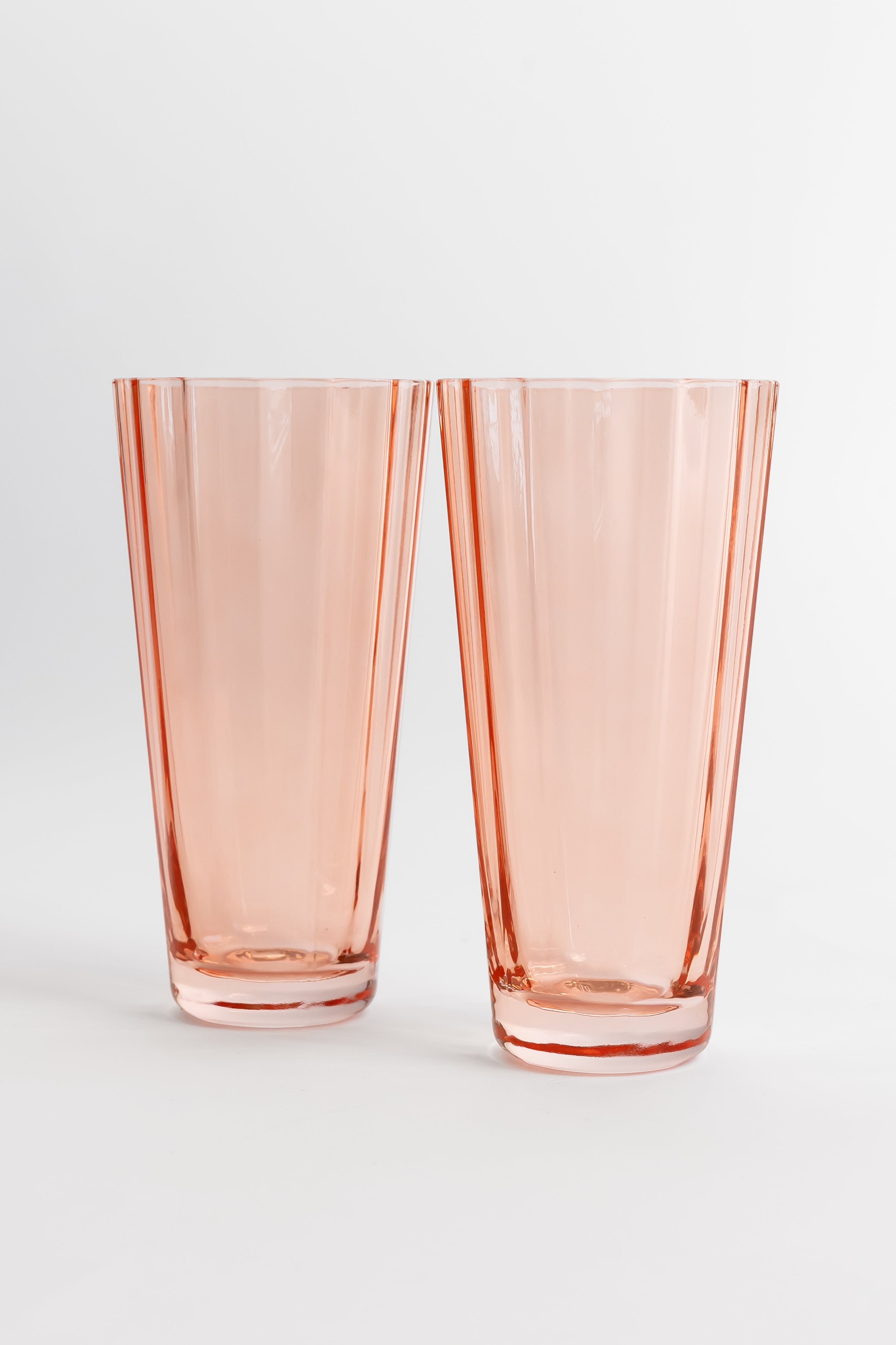 Estelle Colored Glass Estelle Colored Sunday High Balls - Set of 2- Peach Fuzz {Our Coral Peach Pink}