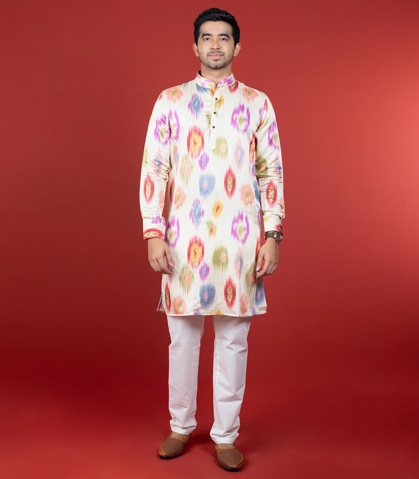 RmKV Multicolor Printed Cream Kurta -Multi colour