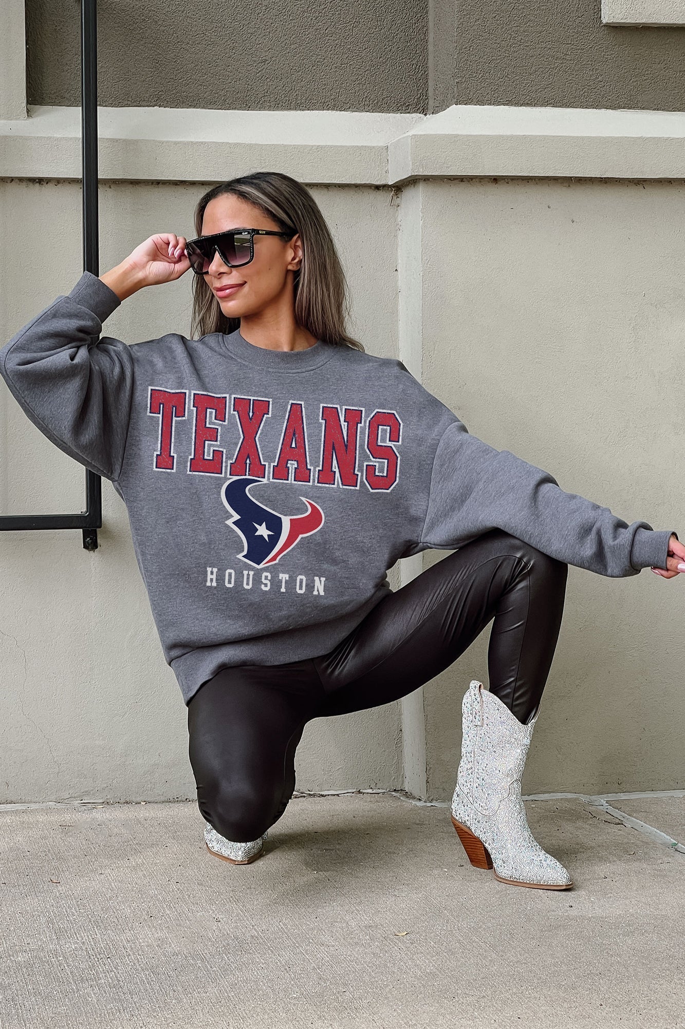 GC X NFL Houston Texans Bring The Energy Premium Fleece Drop Shoulder Crewneck Pullover - view 2