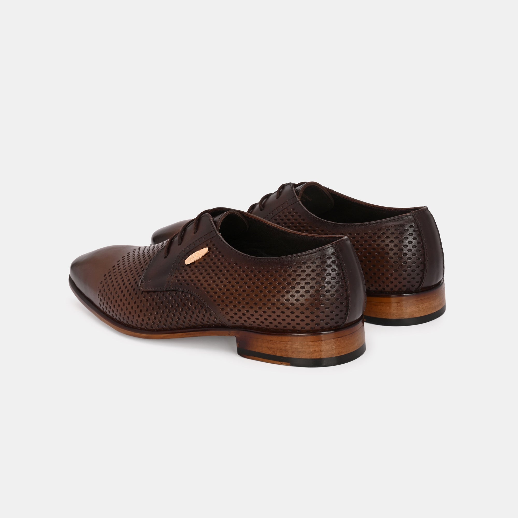 Brown Perforated Lace-Up Shoes by Lafattio - view 2