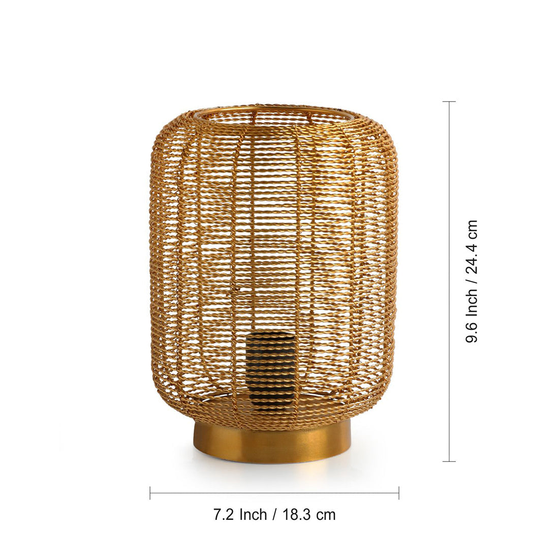 EXCLUSIVELANE 'Weaved Barrel' Handcrafted Table Lamp In Iron (9.6 Inch, Golden) - view 4