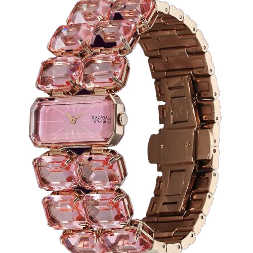Titan Raga Cocktails Quartz Analog Rose Gold Dial Stainless Steel Strap Watch For Women 18mm 95320WM02 - view 2