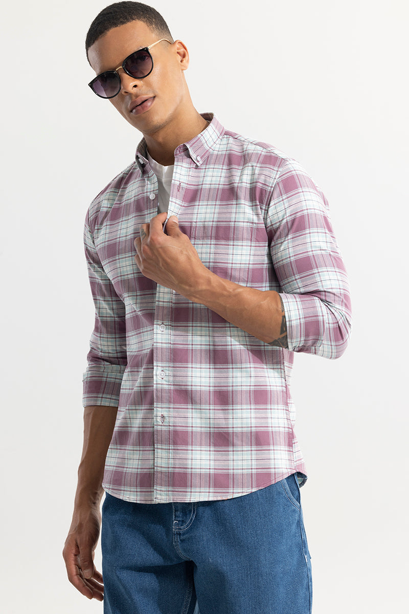 SNITCH Tartan Square Mauve Checks Shirt - view 4