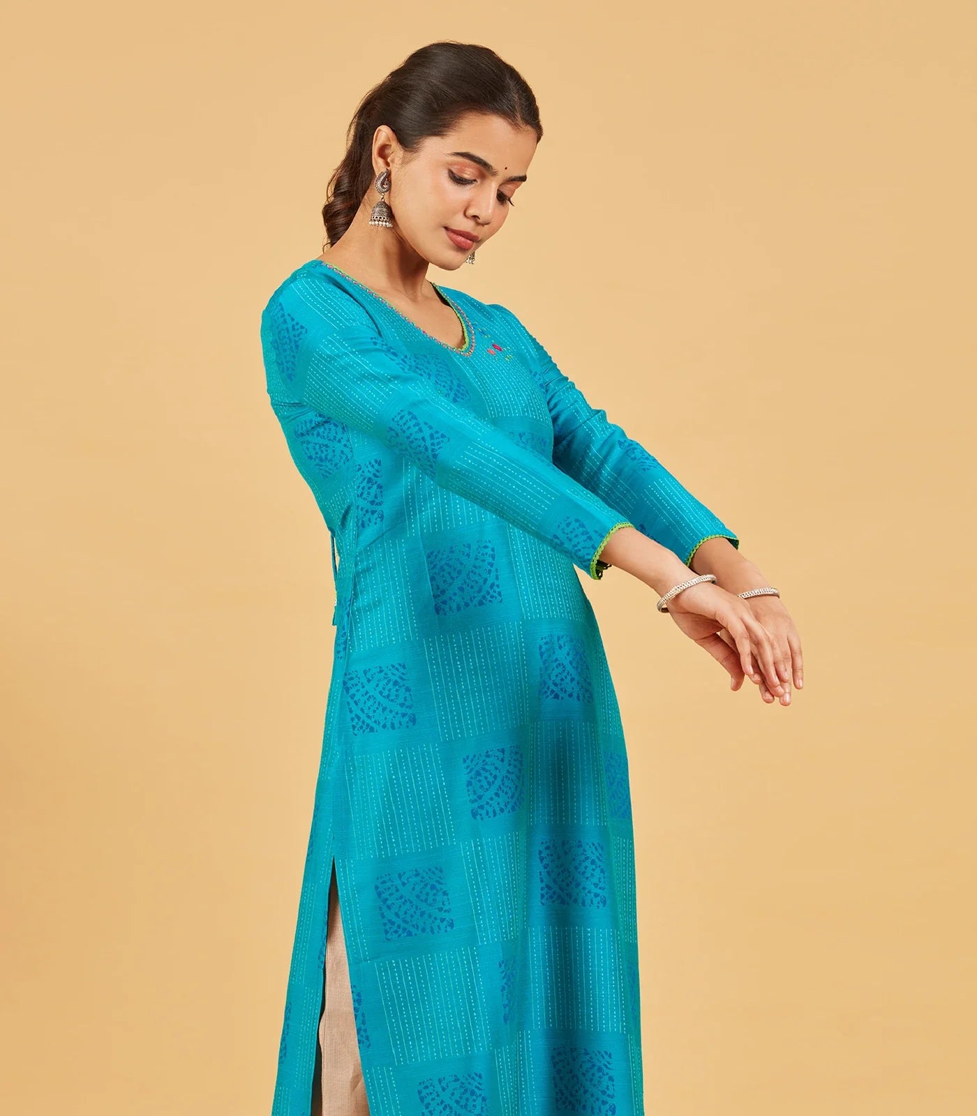 RmKV Aqua Blue Printed Kurta – Aquamarine