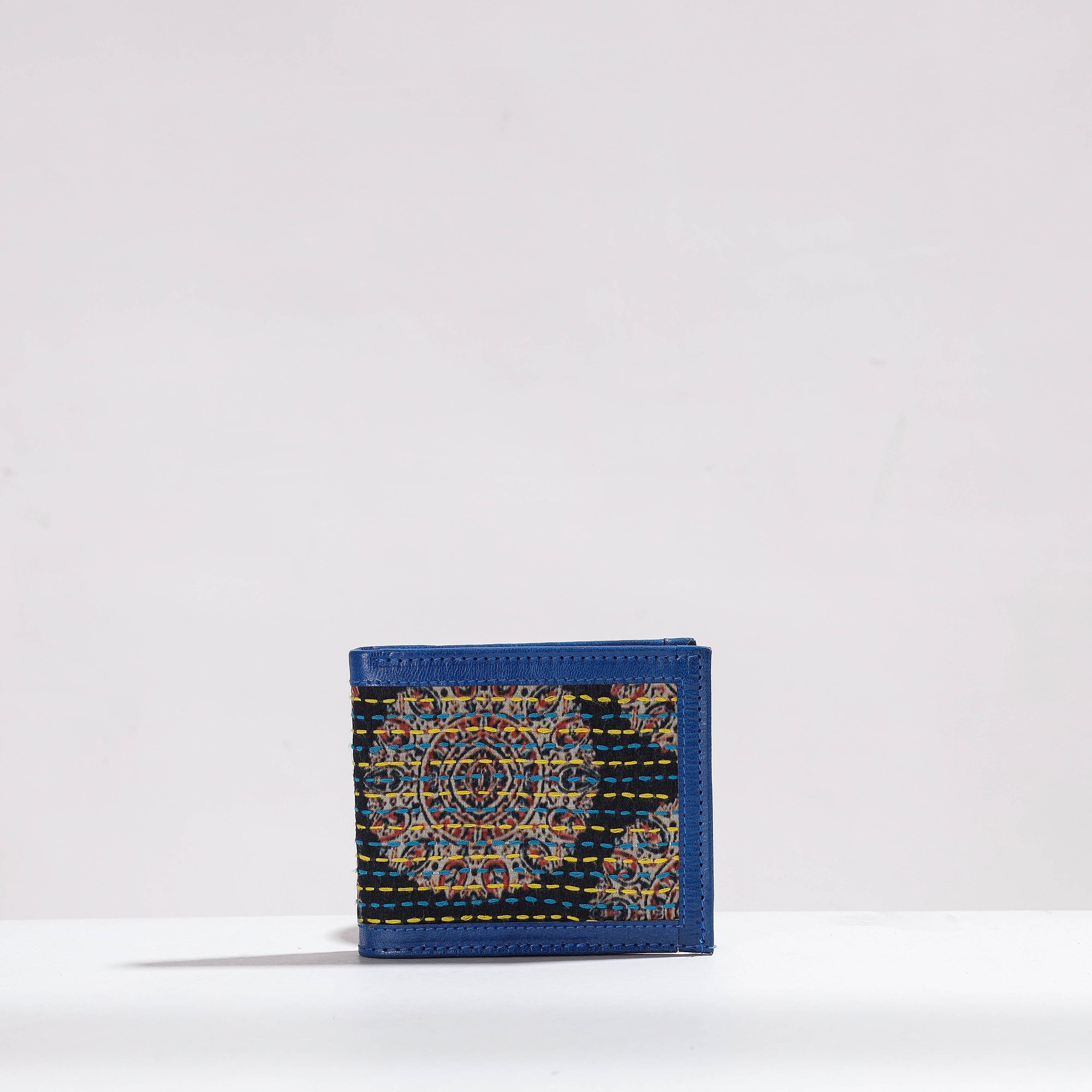 Embroidery silk leather – ASALKAAR Black - Handcrafted Kantha Embroidery Silk & Leather Unisex Wallet
