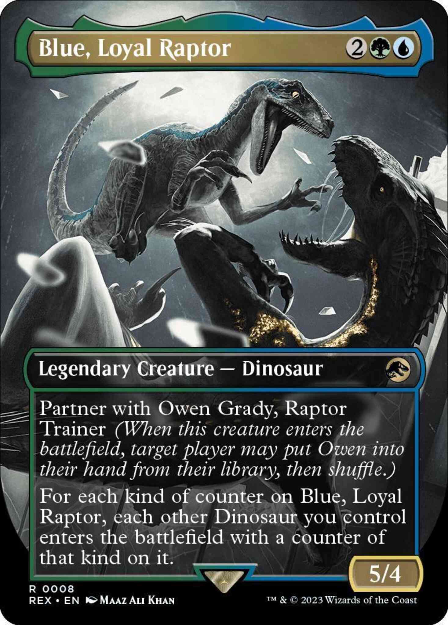 Blue loyal raptor – Magic Blue, Loyal Raptor [8] [Borderless] [Universes Beyond: Jurassic World Collection] [Non-Foil]