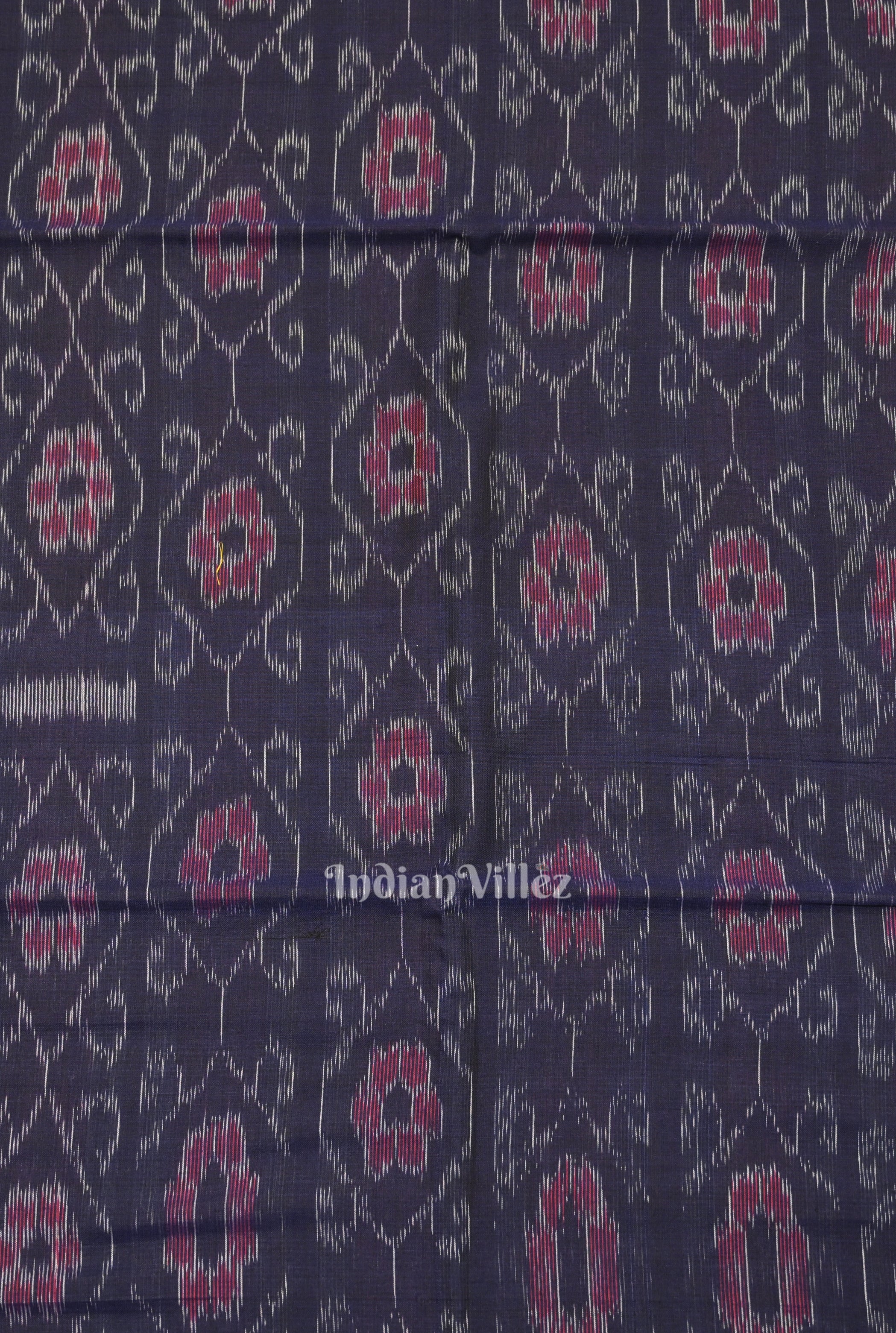 IndianVillèz Navy Blue Floral Theme Sambalpuri Ikat Cotton Fabric - view 2
