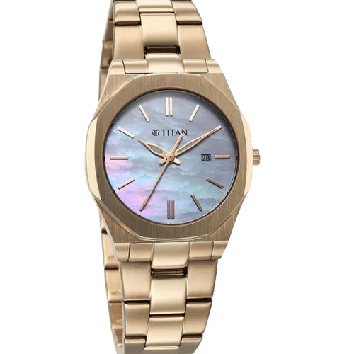 Titan Workday Wonders Quartz Analog with Date Mother Of Pearl Dial Stainless Steel Strap Watch For Women 26.3mm 95295WM01 - view 2